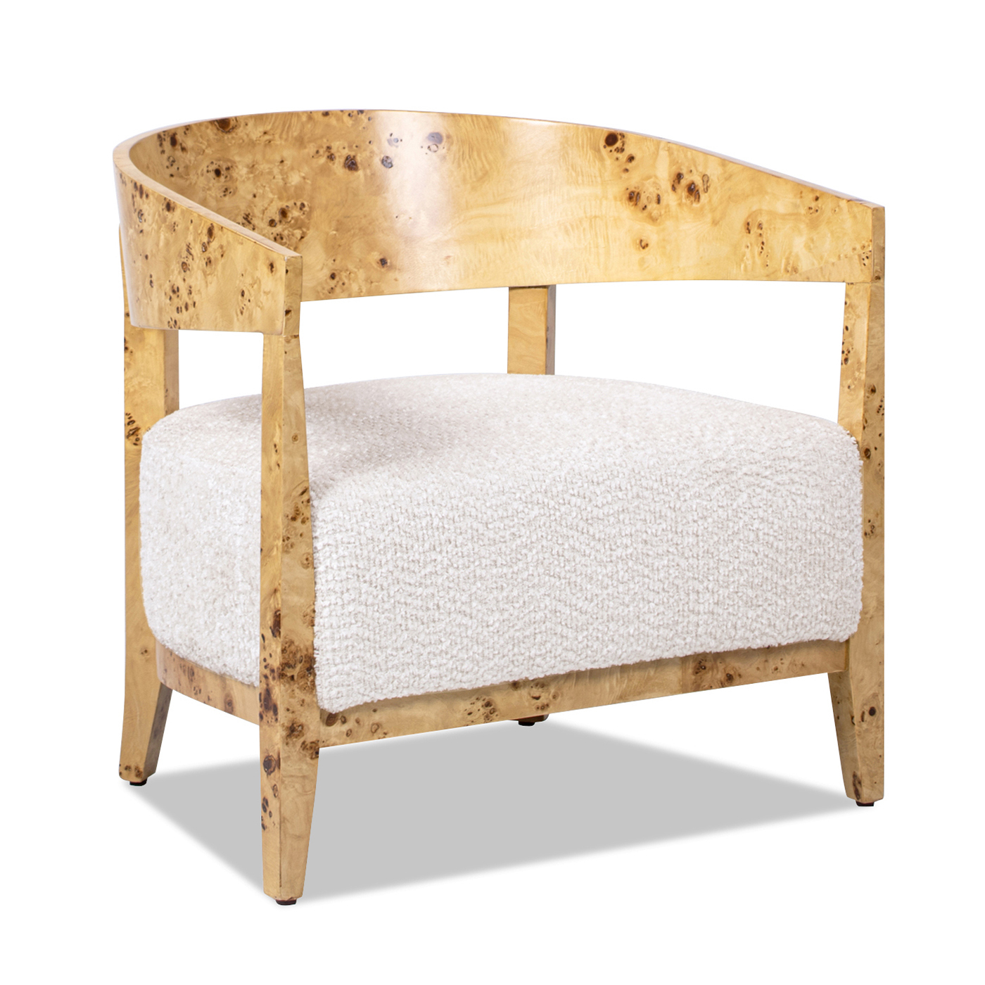Nimbus Curved Accent Chair, Ivory White Bouclé
