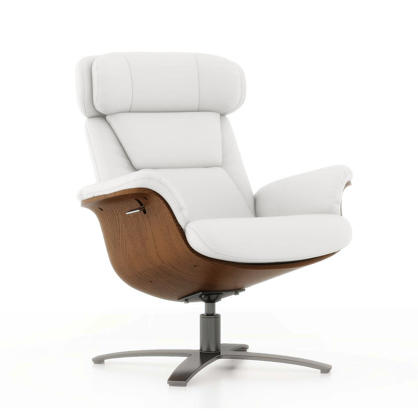 Jovan Mid-Century Modern Genuine Leather Recliner Lounge Chair