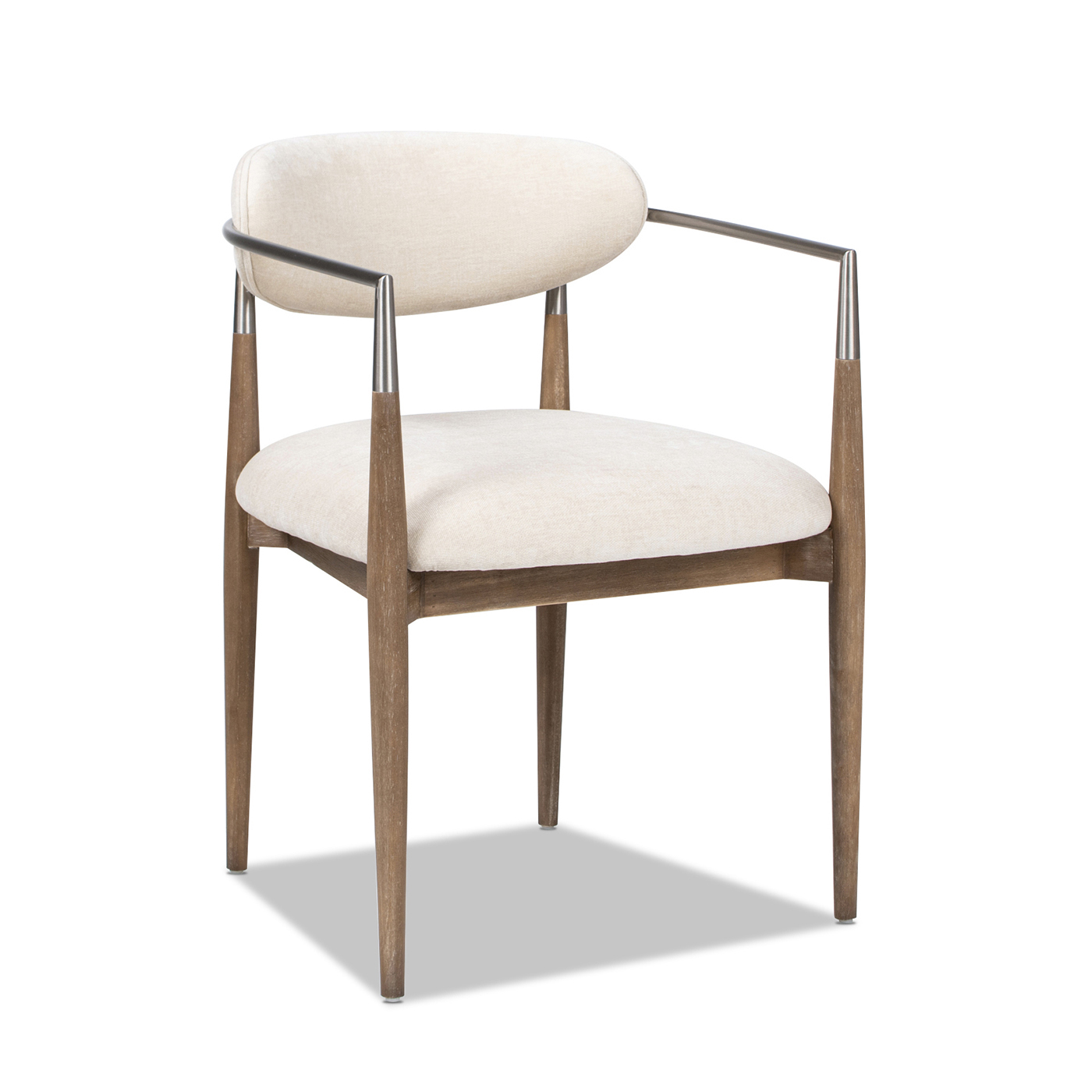 Artemis Mixed Material Upholstered Dining Arm Chair, Warm White