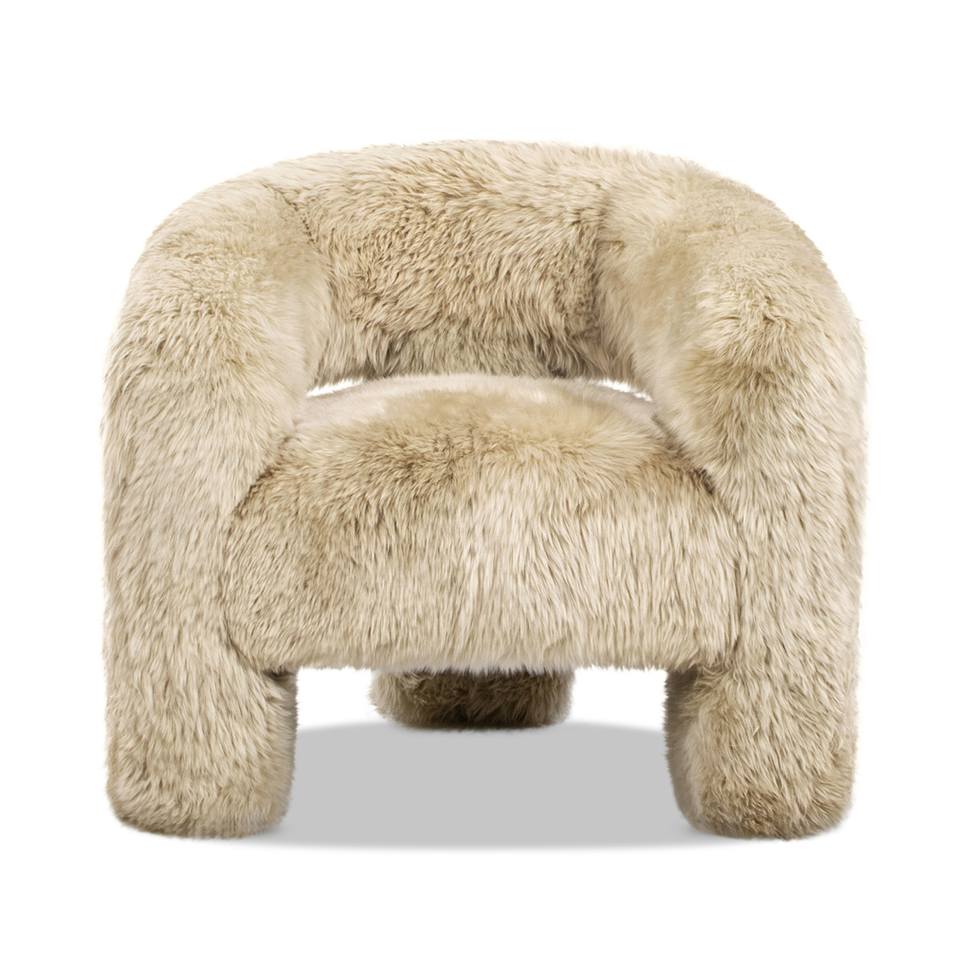 Avalon Genuine Sheepskin Fur Split Barrel Back Accent Chair, Natural Blonde