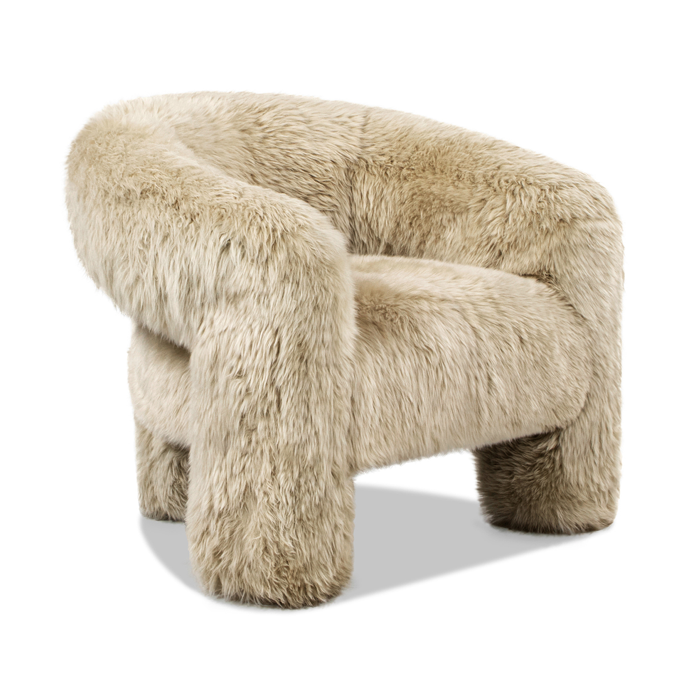 Avalon Genuine Sheepskin Fur Split Barrel Back Accent Chair, Natural Blonde