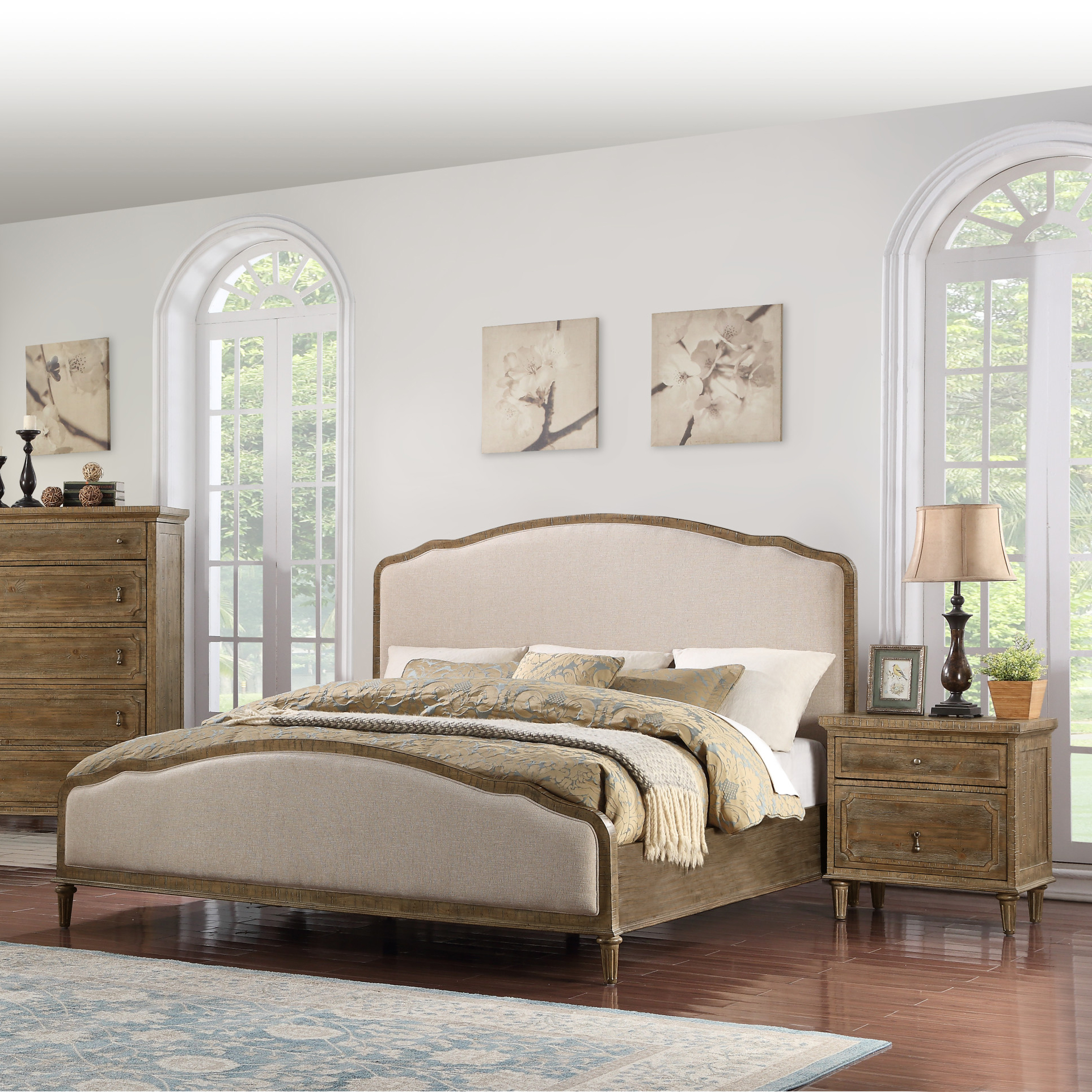 Bridger Rustic Wood Two-Drawer Nightstand with Felt-Lined Top Drawer