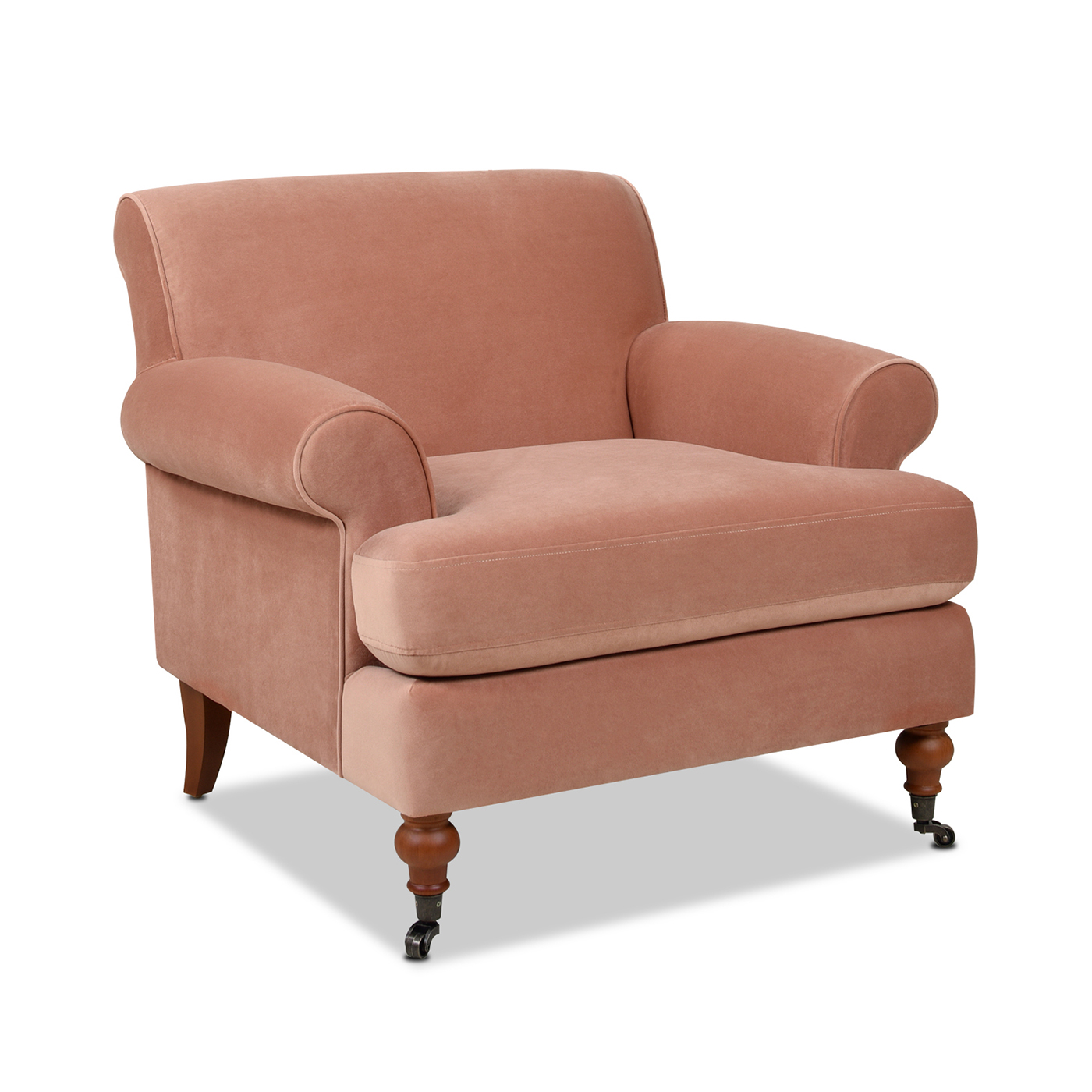 Alana Lawson Accent Arm Chair Metal Casters, Peach Orange