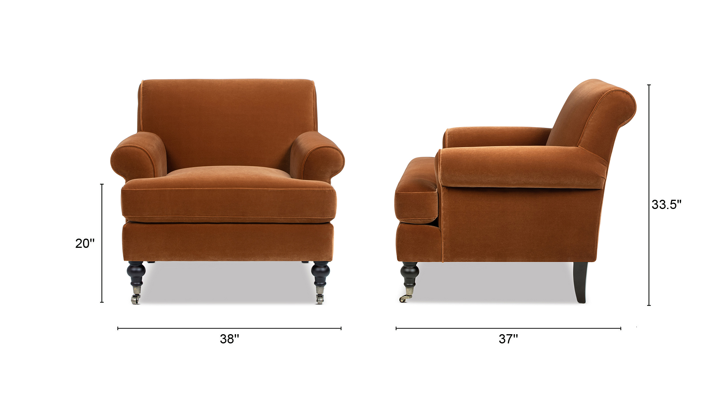 Alana Lawson Accent Arm Chair Metal Casters, Burnt Orange Alana Lawson Accent Arm Chair Metal Casters, Burnt Orange