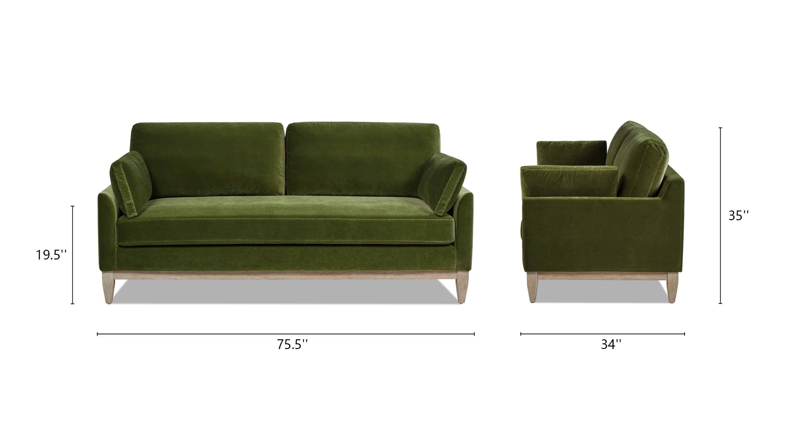 Pasadena Modern Farmhouse Sofa, Olive Green