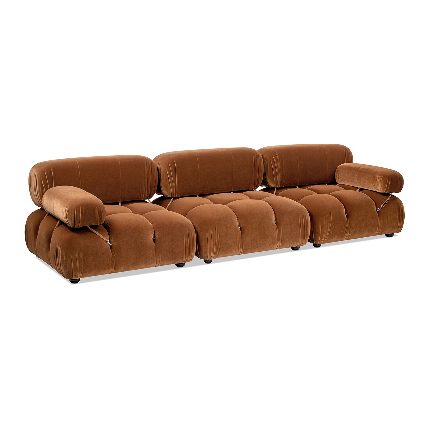 Marcel Bubble Modular Modern 3-Piece Sofa, Burnt Orange