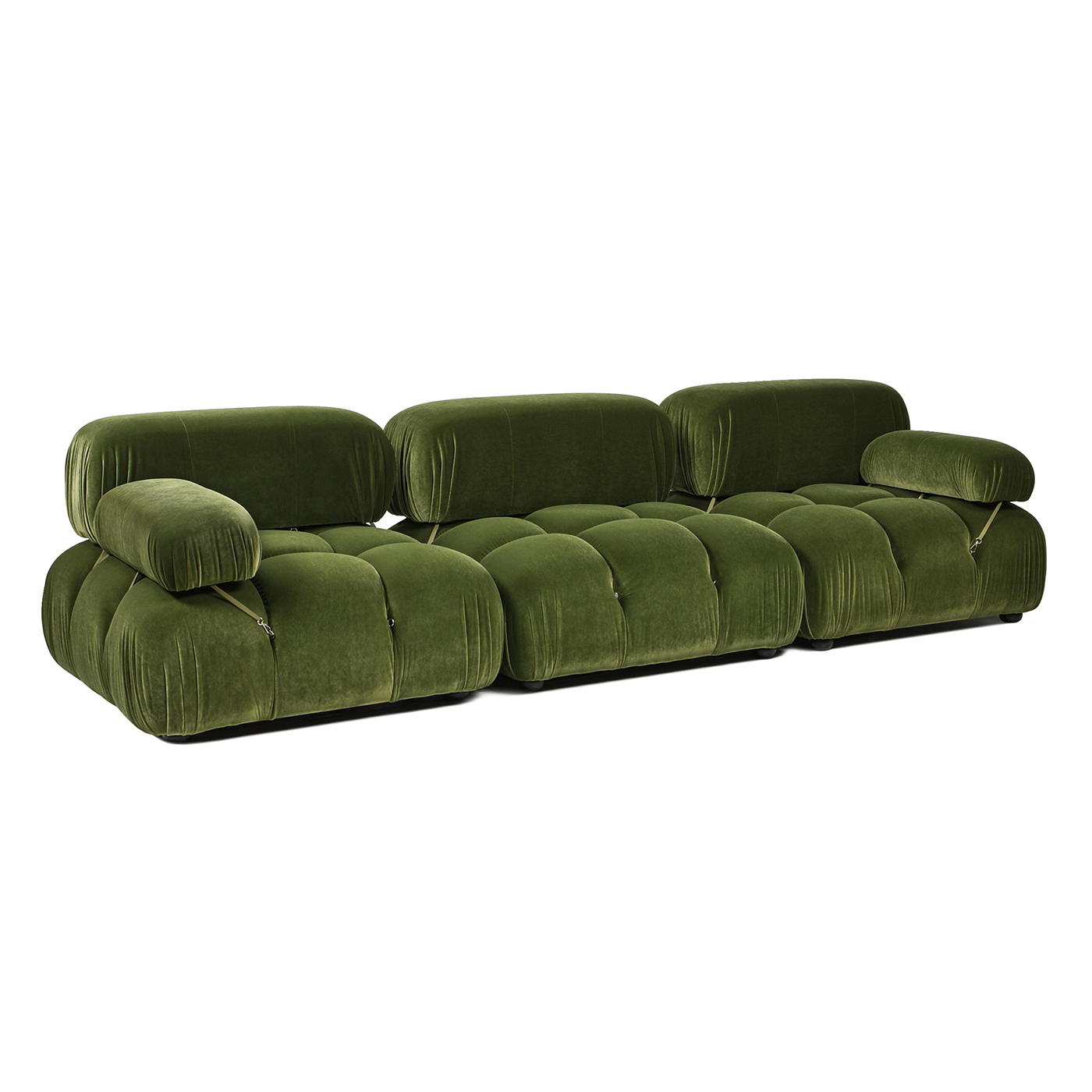 Marcel Bubble Modular Modern 3-Piece Sofa, Olive Green