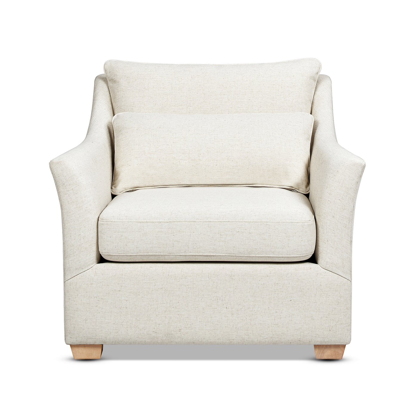 Ada Flared Arm Contemporary Armchair with Lumbar Pillow, Flax White