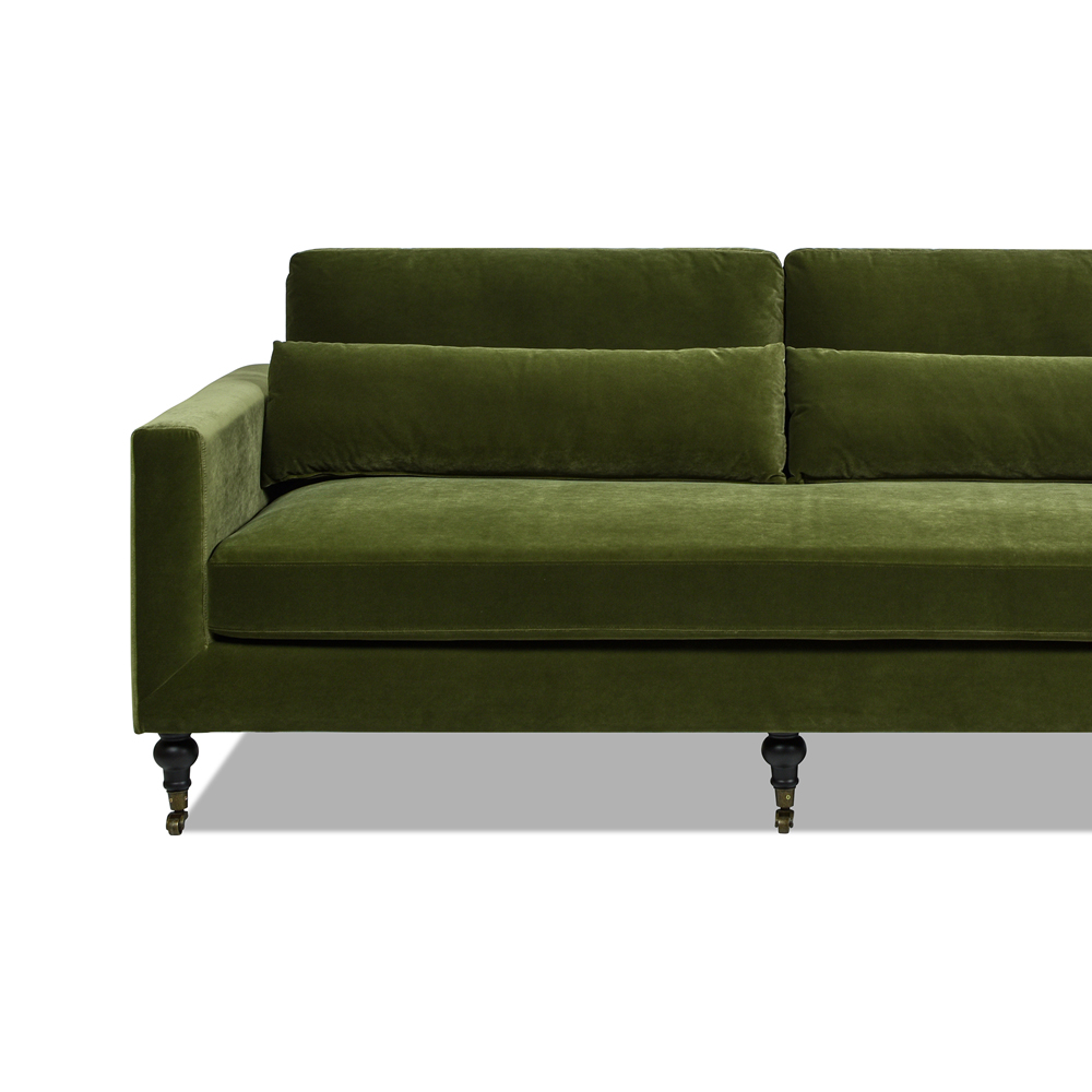 Elliot Track Arm Sofa with Caster Turn Legs, Olive Green