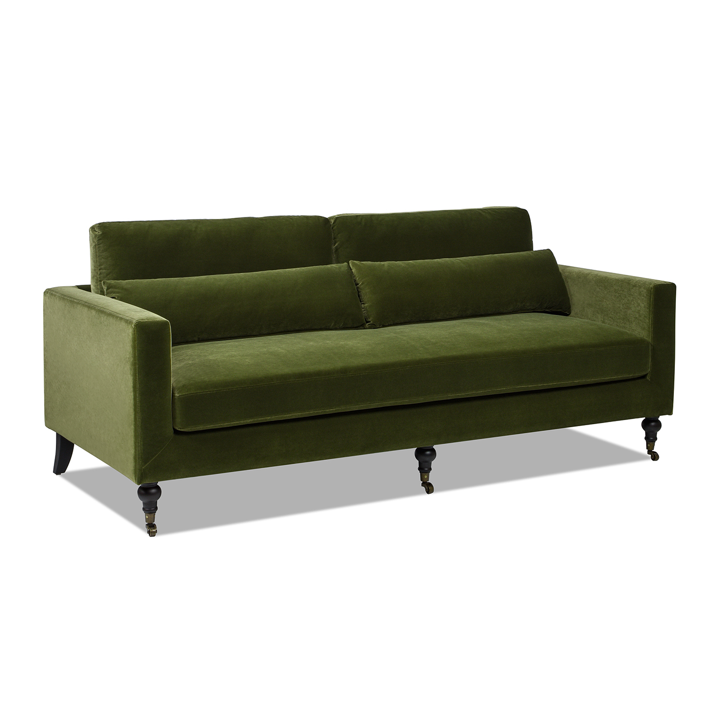 Elliot Track Arm Sofa with Caster Turn Legs, Olive Green