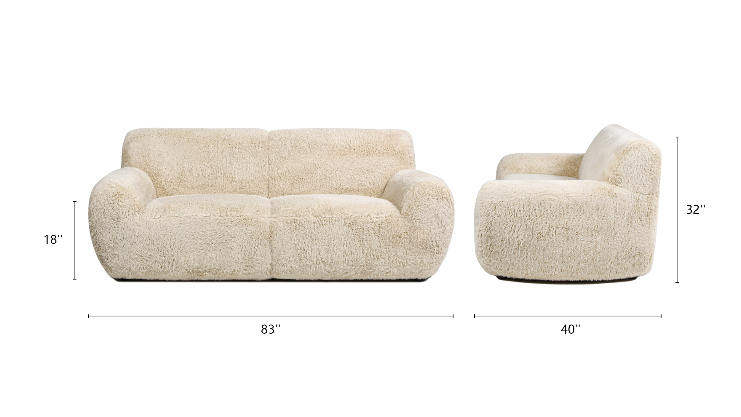 Summit Faux Sheepskin Overstuffed Sofa, Cream Beige