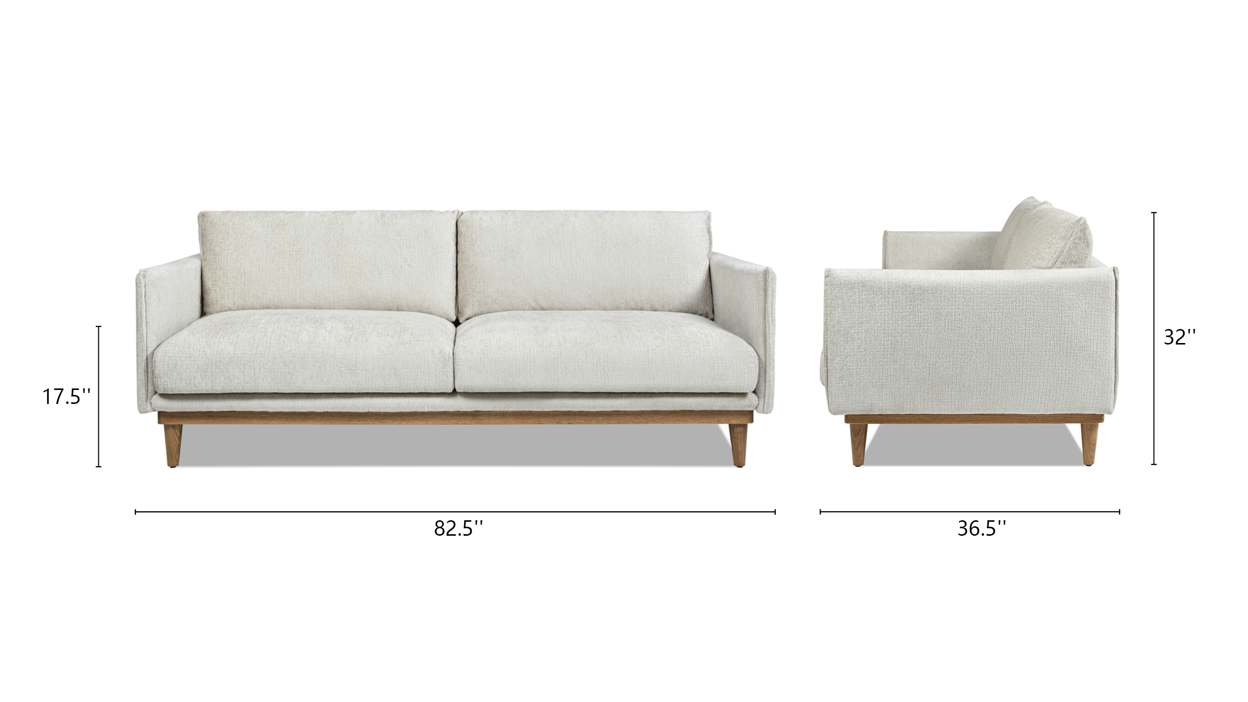 Haven Flange Arm Oak Wood Sofa, Marled Gray Haven Flange Arm Oak Wood Sofa, Marled Gray