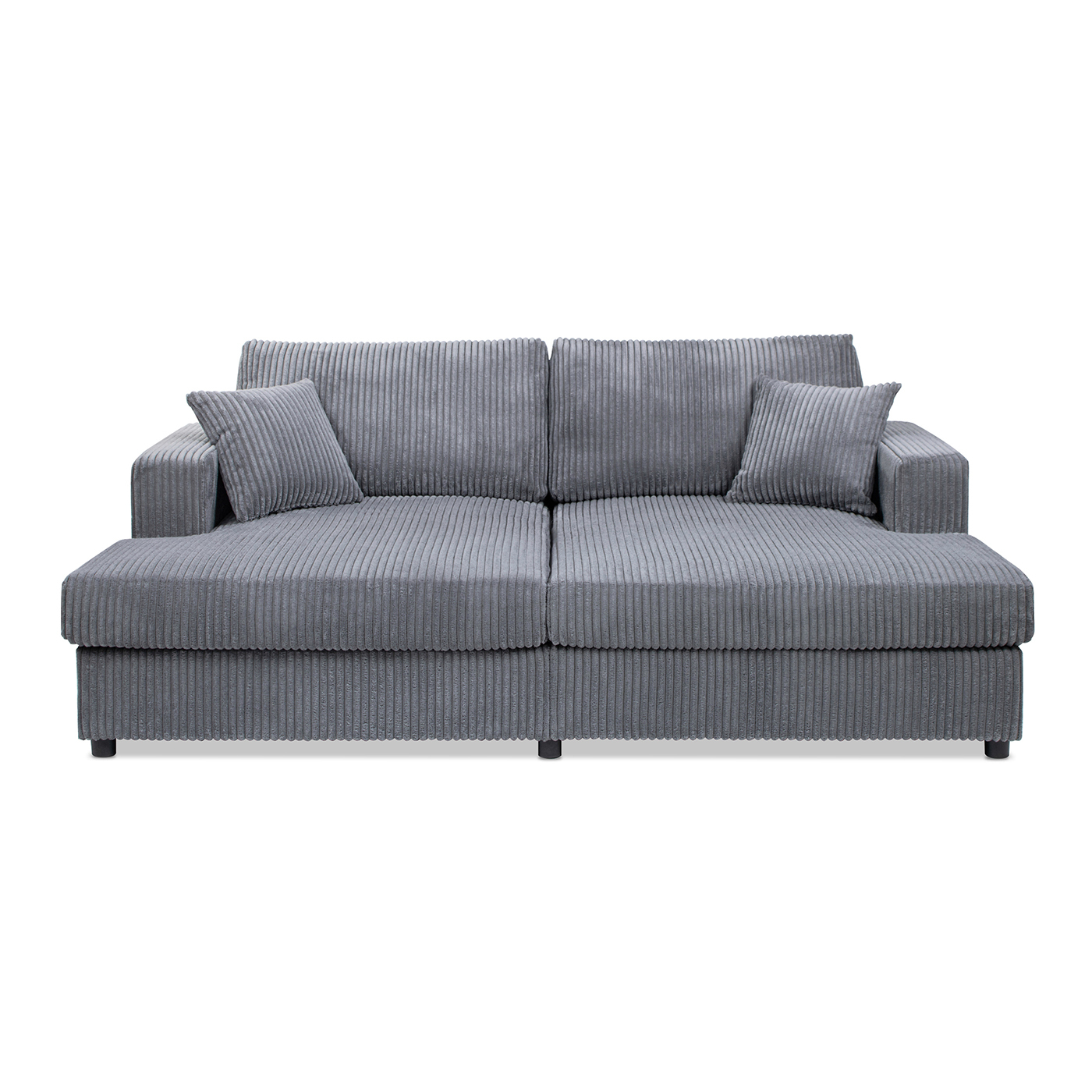 Goliath Oversized Double Chaise Lounge Sofa Bed, Carbon Gray Corduroy