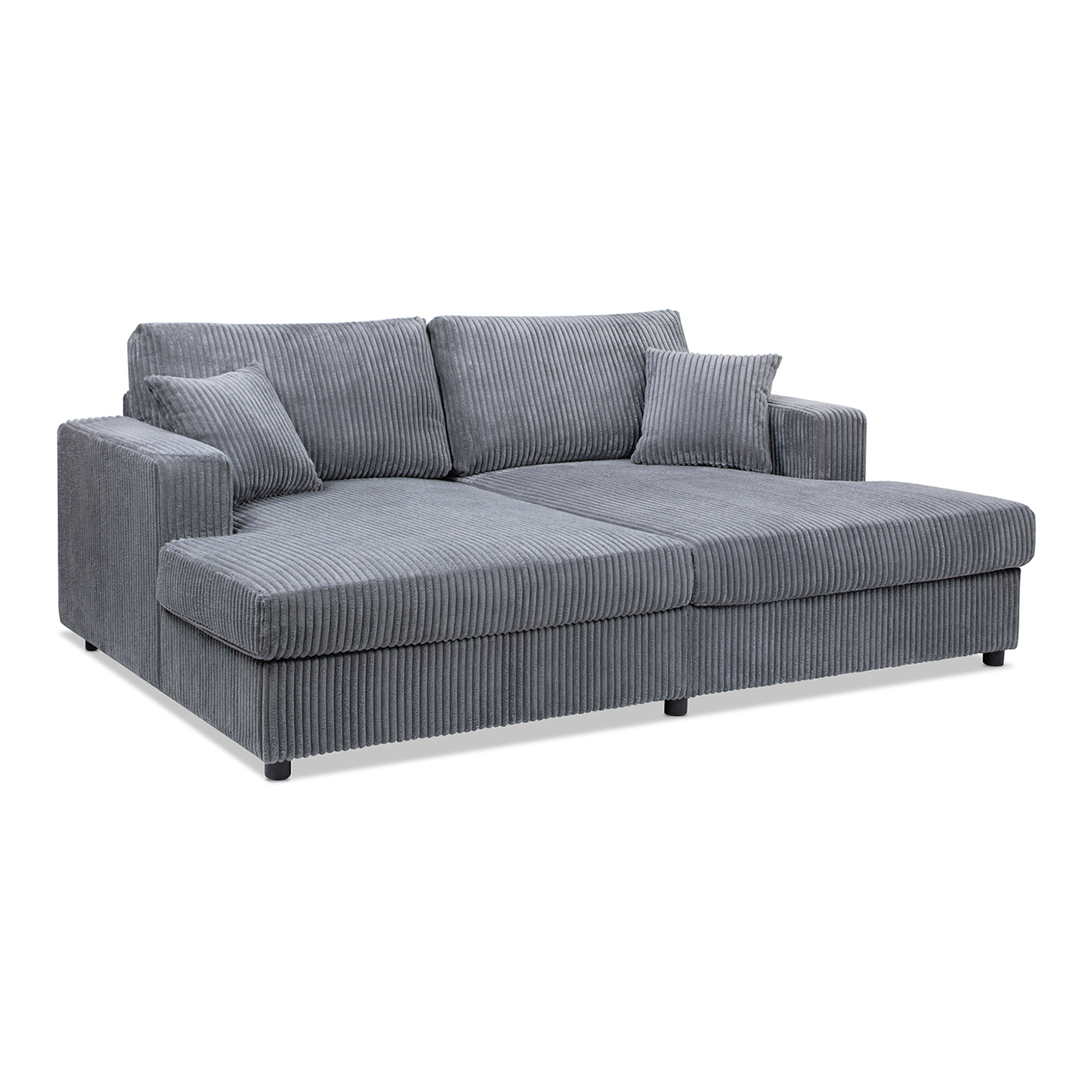 Goliath Oversized Double Chaise Lounge Sofa Bed, Carbon Gray Corduroy