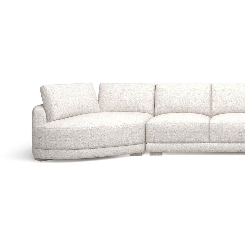 Laguna Left-Arm Facing Modern Modular Feather-Cushion 4-Piece Chaise Sectional Sofa, Wheat Cream Beige