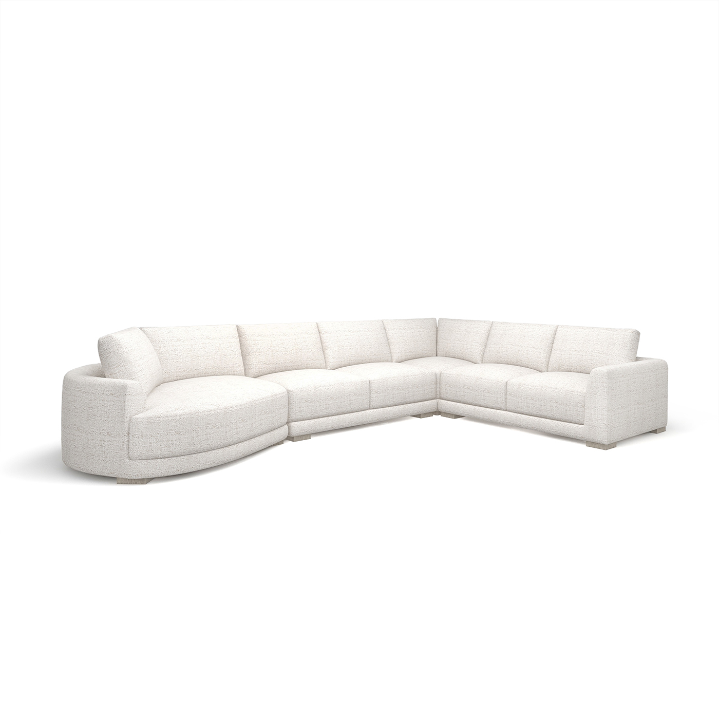 Laguna Left-Arm Facing Modern Modular Feather-Cushion 4-Piece Chaise Sectional Sofa, Wheat Cream Beige