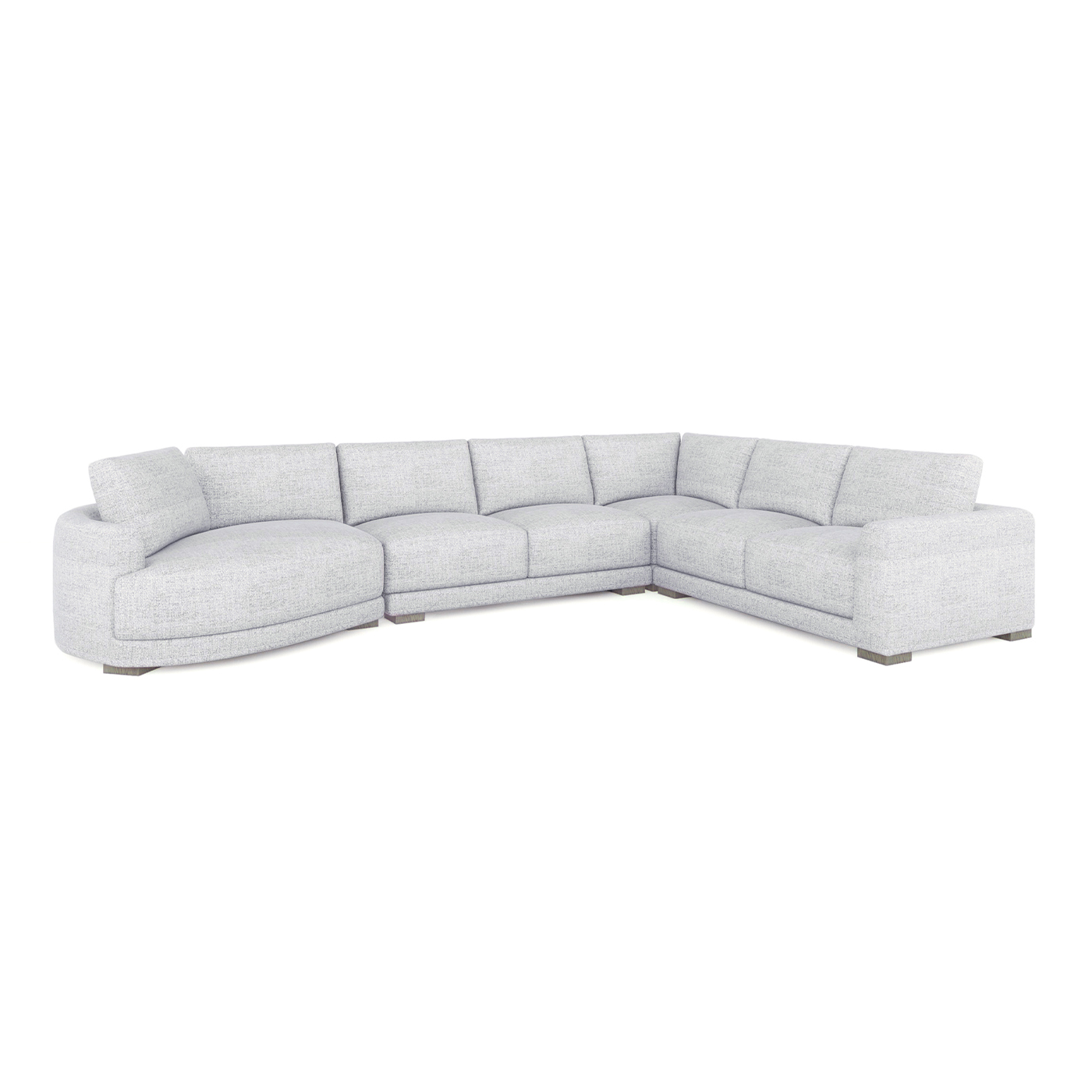 Laguna Left-Arm Facing Modern Modular Feather-Cushion 4-Piece Chaise Sectional Sofa, Cloud Light Gray