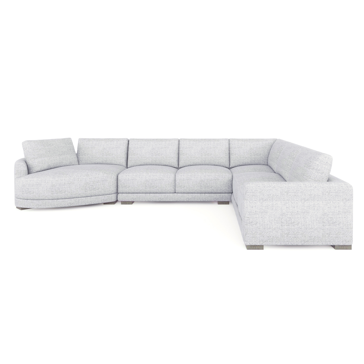 Laguna Left-Arm Facing Modern Modular Feather-Cushion 4-Piece Chaise Sectional Sofa, Cloud Light Gray