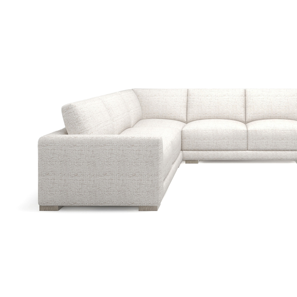 Laguna Right-Arm Facing Modern Modular Feather-Cushion 4-Piece Chaise Sectional Sofa, Wheat Cream Beige