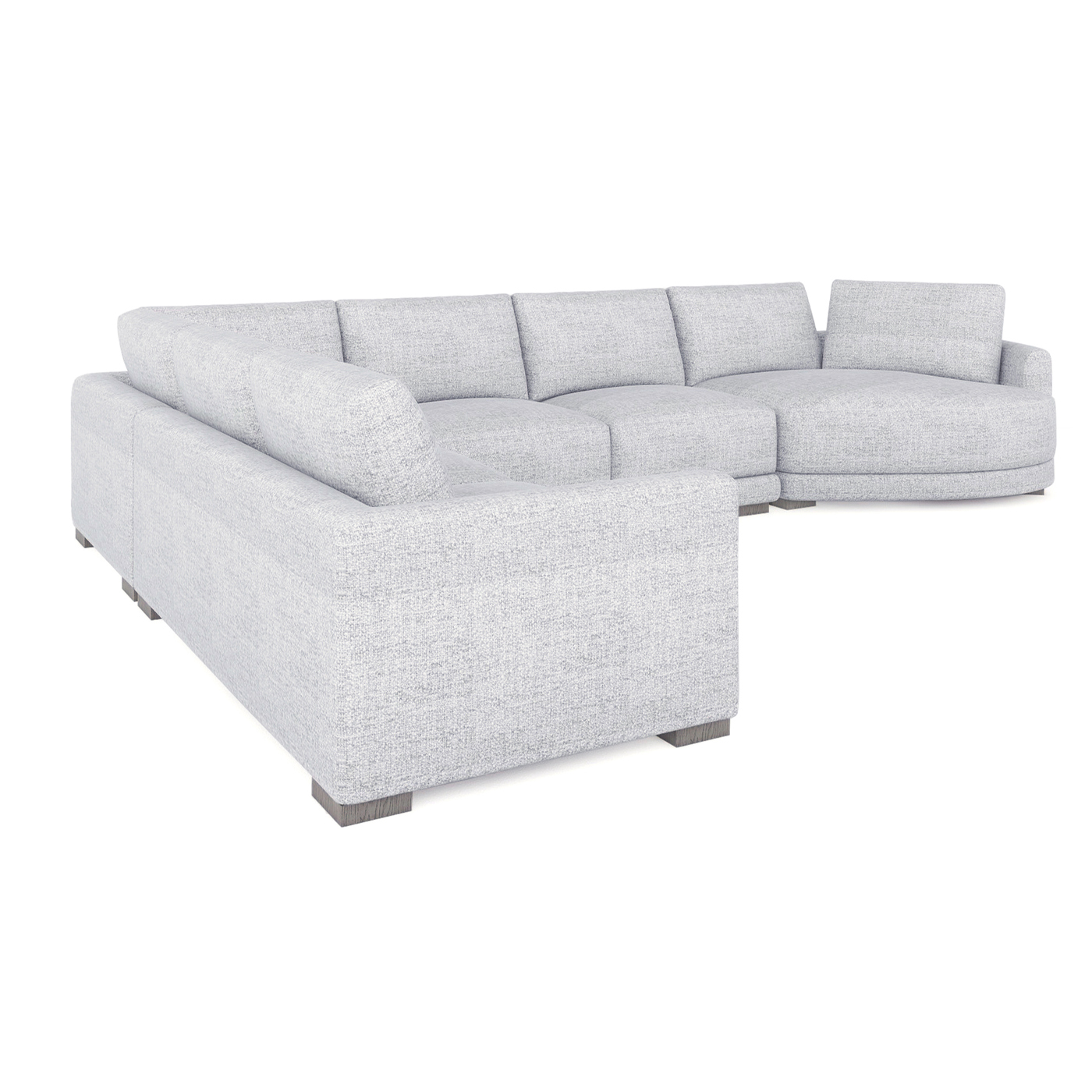 Laguna Right-Arm Facing Modern Modular Feather-Cushion 4-Piece Chaise Sectional Sofa, Cloud Light Gray