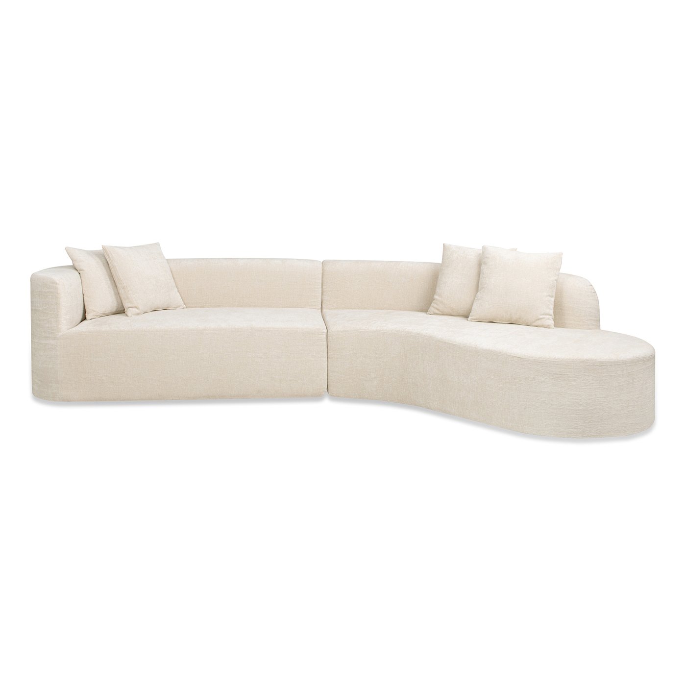 Mallory Sofa-in-a-Box RAF Curved Sectional Sofa, Porcelain Light Beige