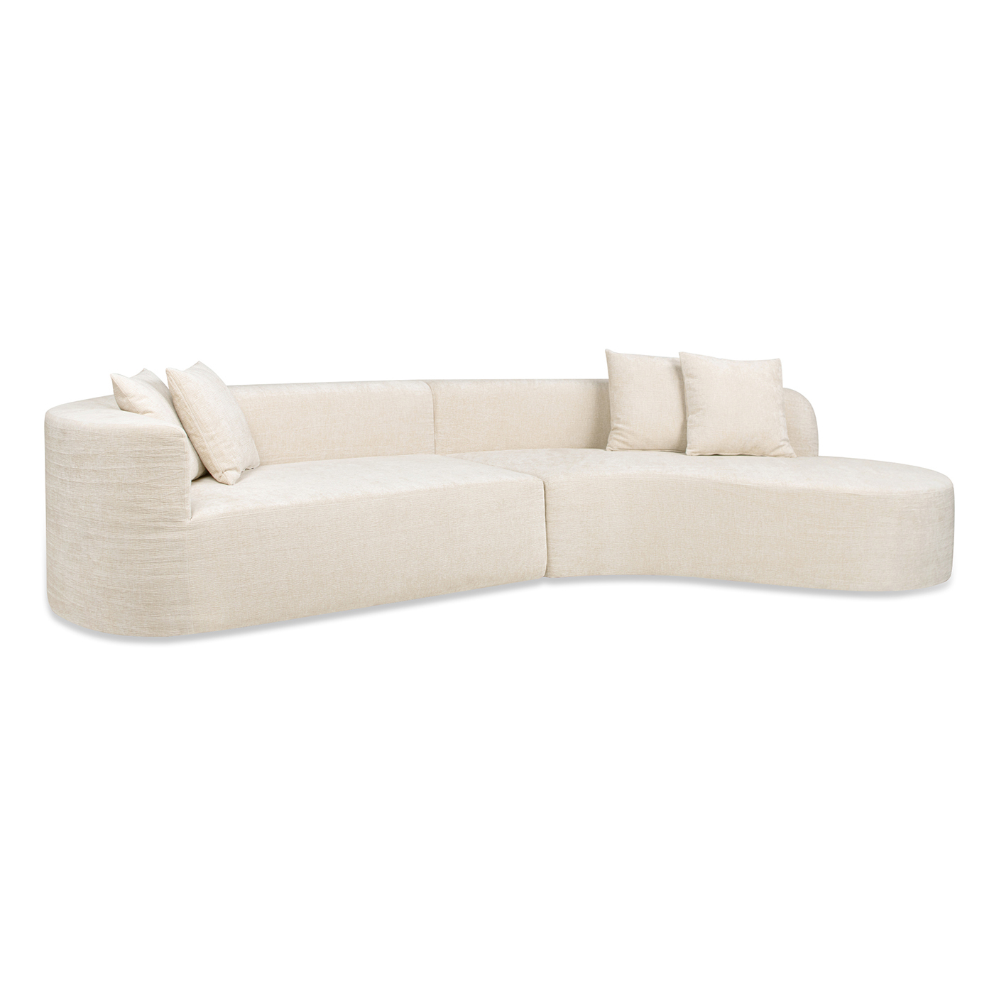 Mallory Sofa-in-a-Box RAF Curved Sectional Sofa, Porcelain Light Beige