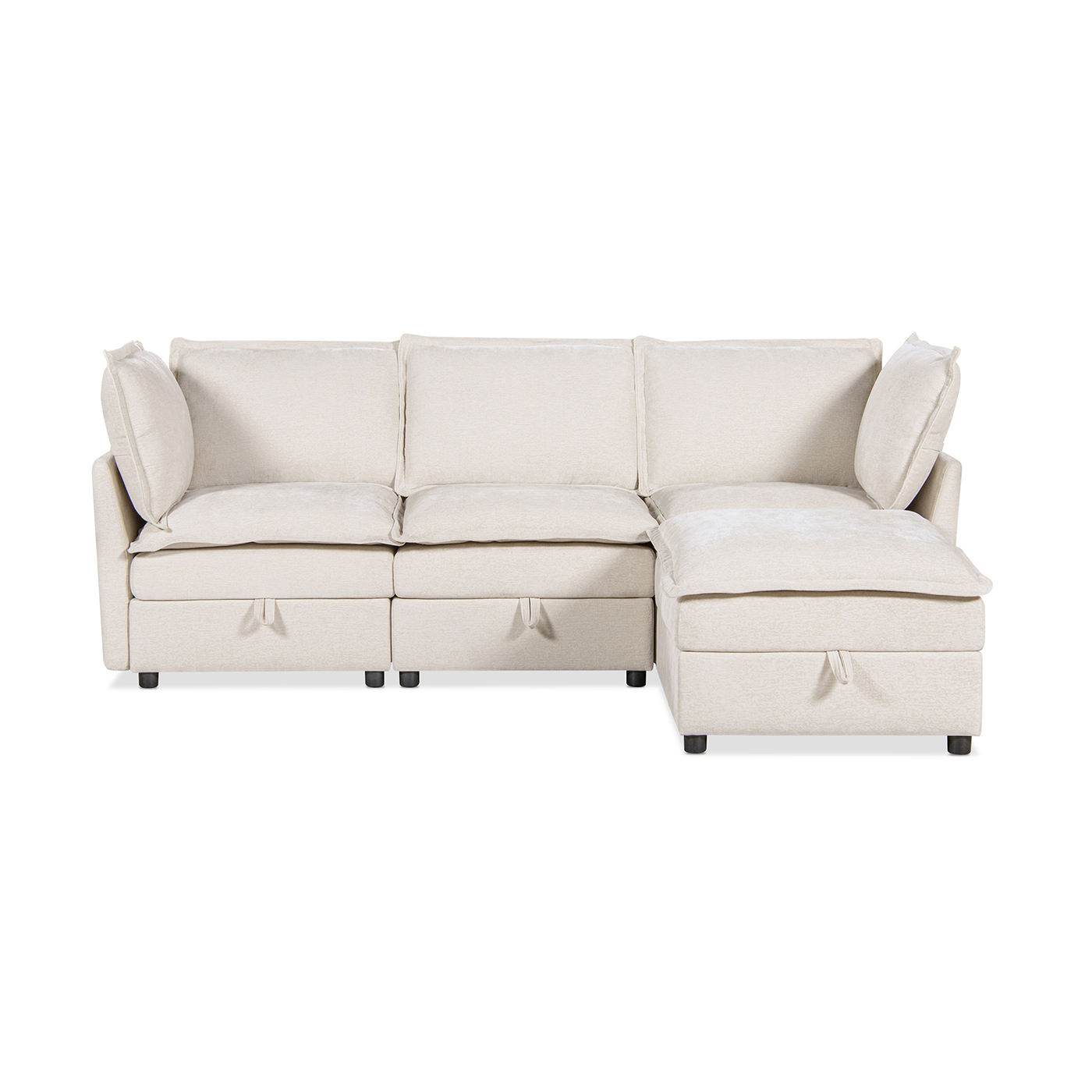 Sadie Reversible Chaise Modular Sectional Sofa-in-a-Box with Storage, Sandstone Light Beige