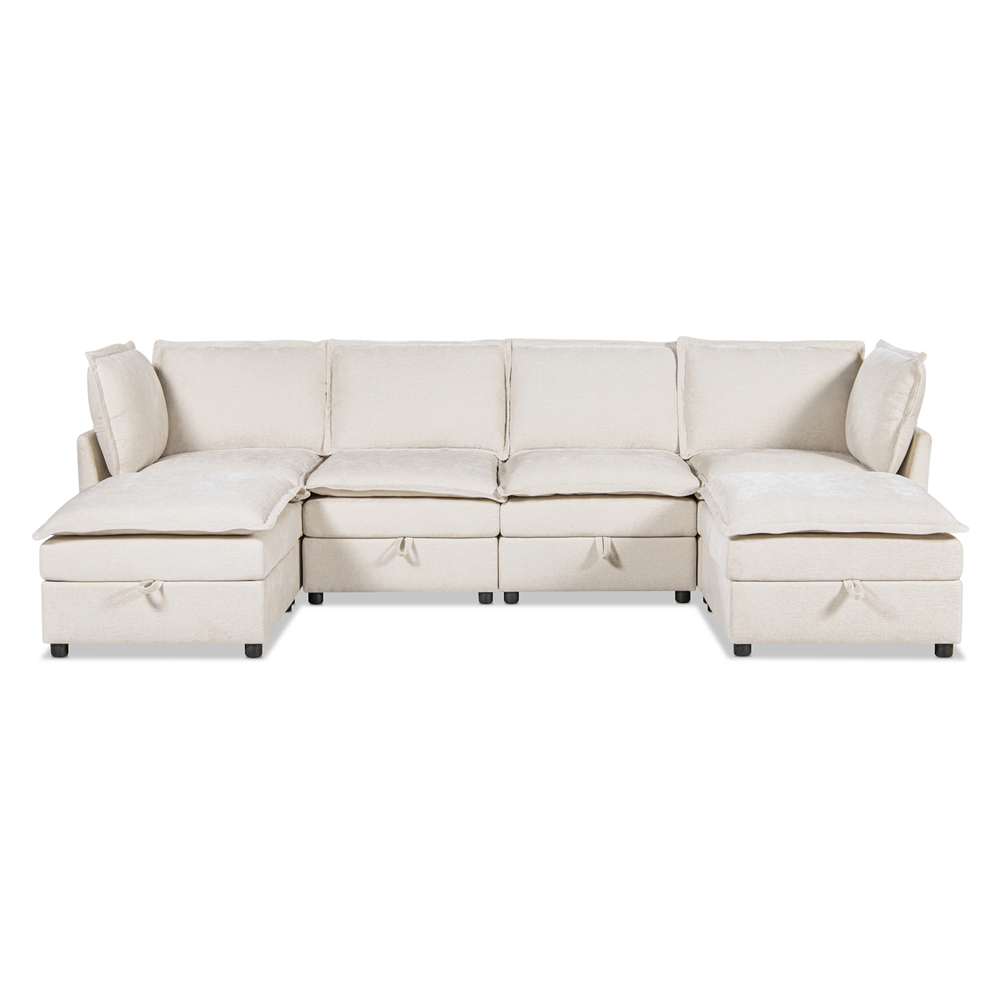 Sadie Reversible Chaise Modular Sectional Sofa-in-a-Box with Storage, Sandstone Light Beige
