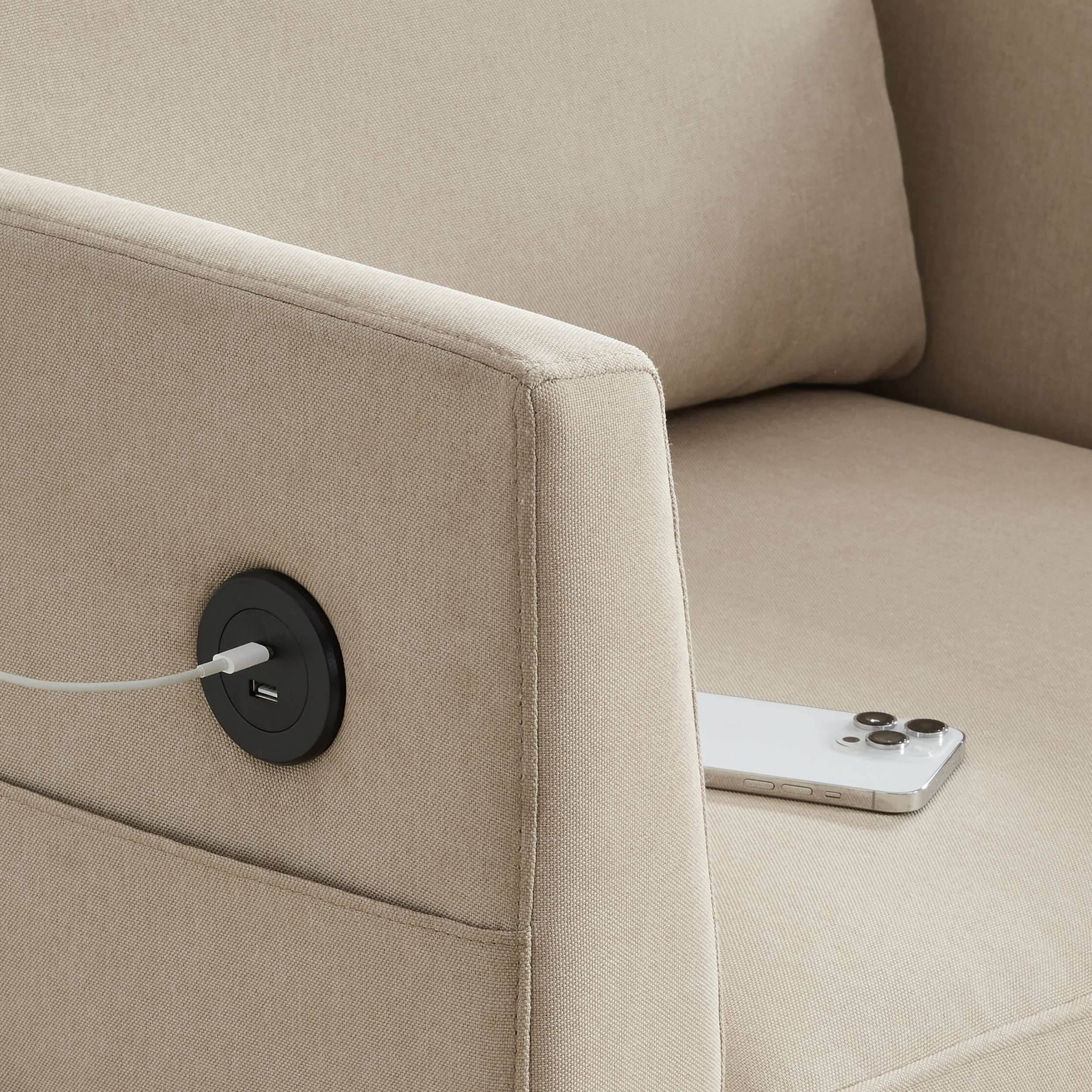 Billy Modular 4-Piece Storage Sectional Sofa, Sandstone Beige