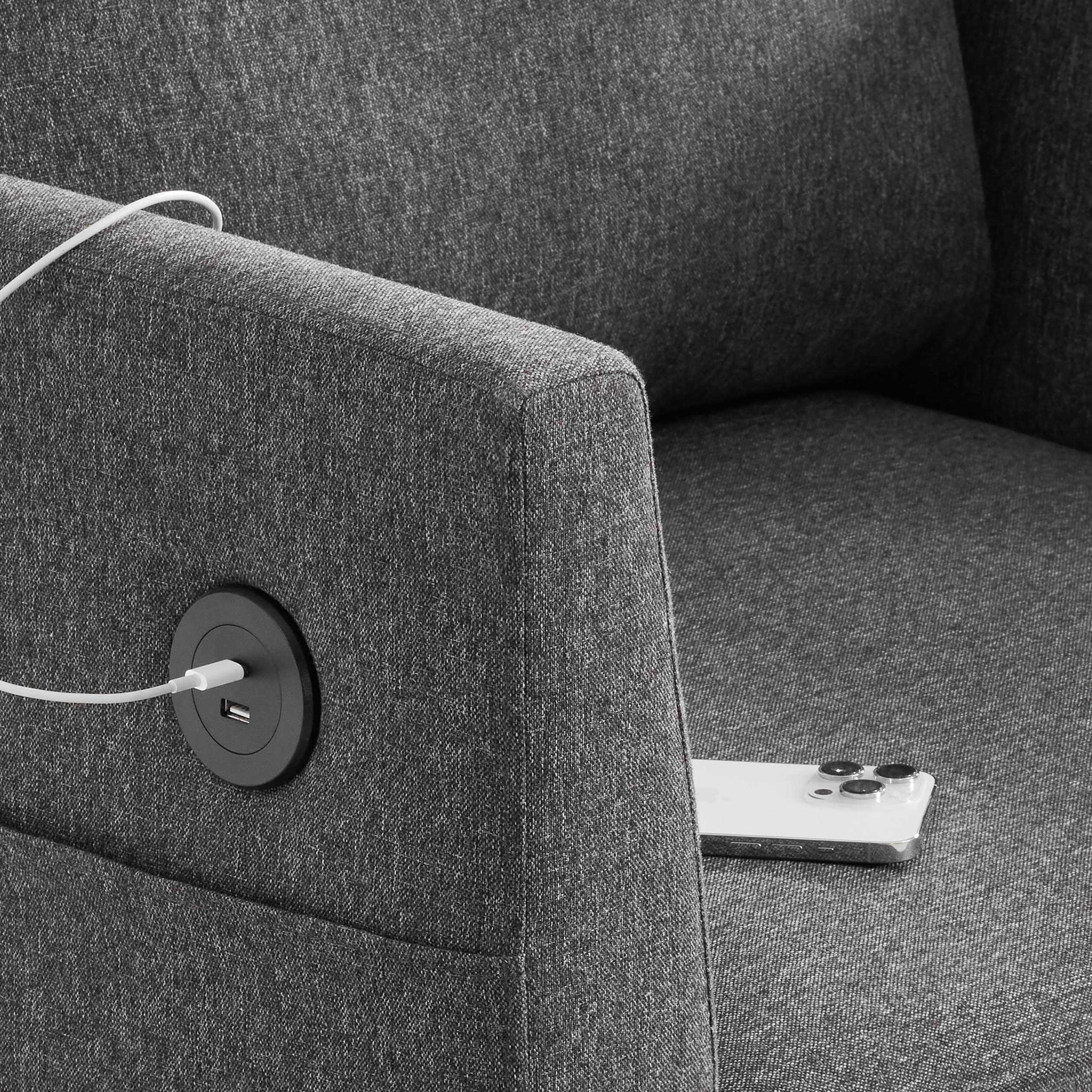 Billy Modular 4-Piece Storage Sectional Sofa, Soapstone Gray