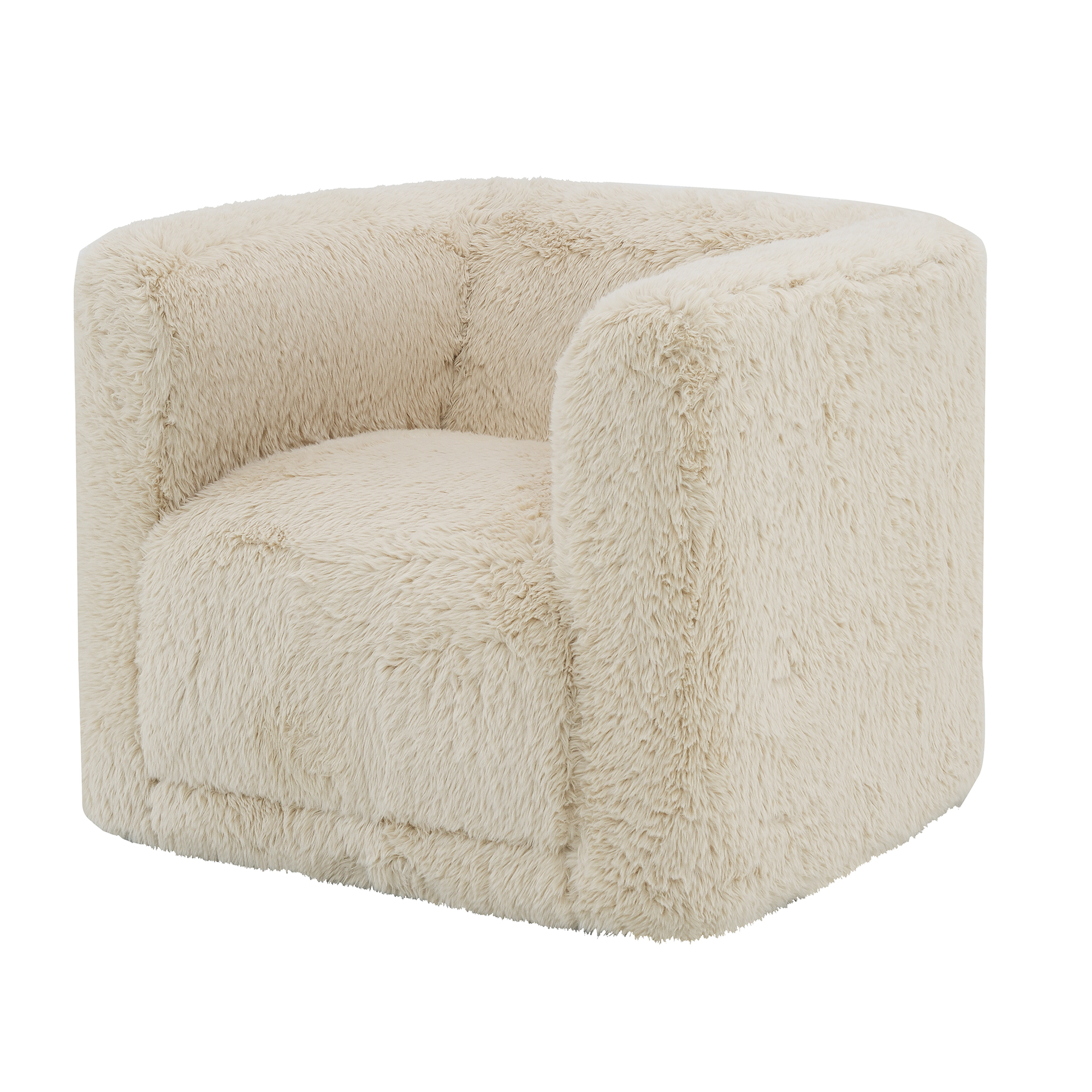 Marceau Yakety Yak Sand Faux Fur 360&deg; Swivel Barrel Accent Chair
