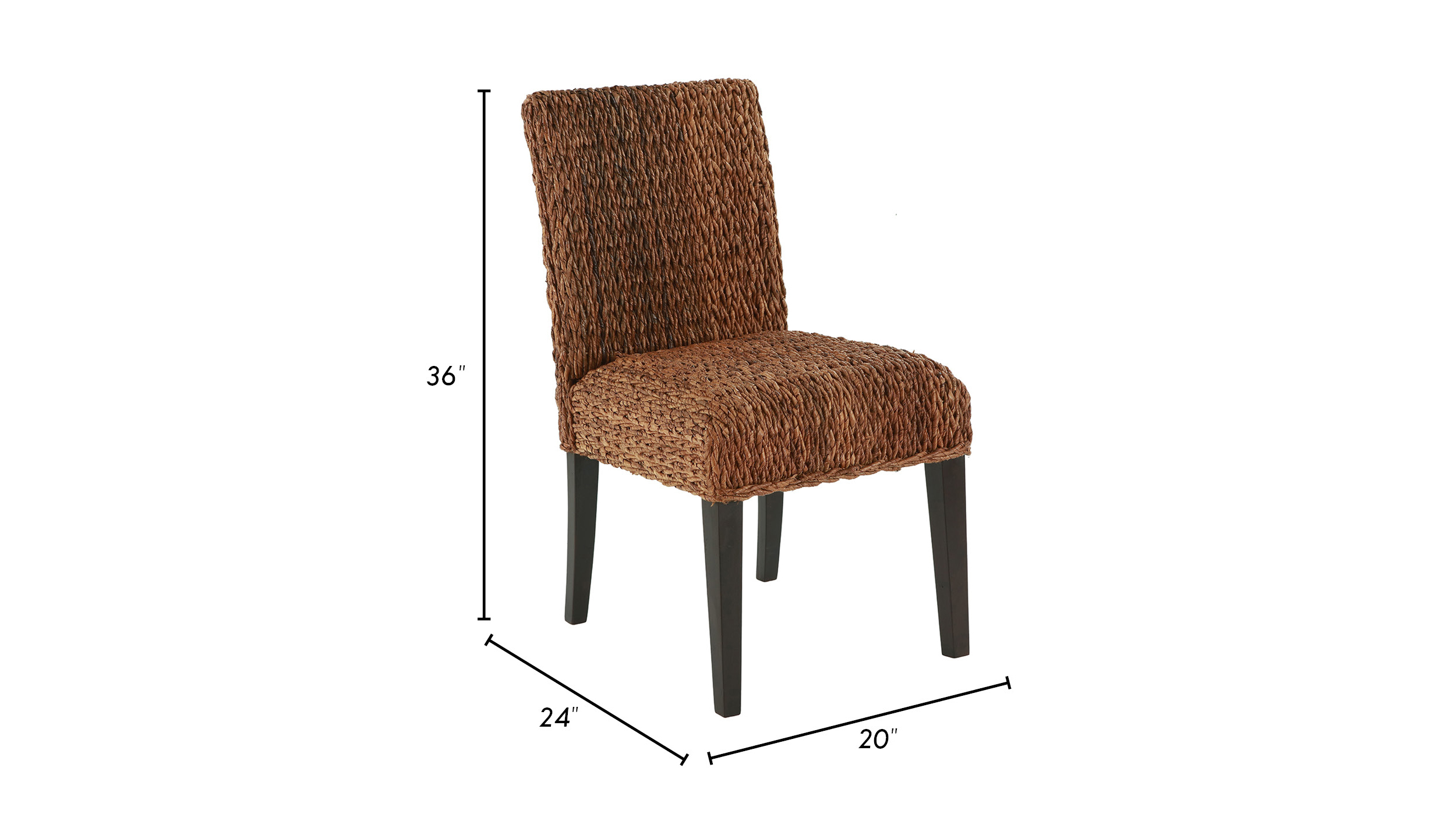 Fontane Woven Dining Side Chair, Set of 2, Rich Brown