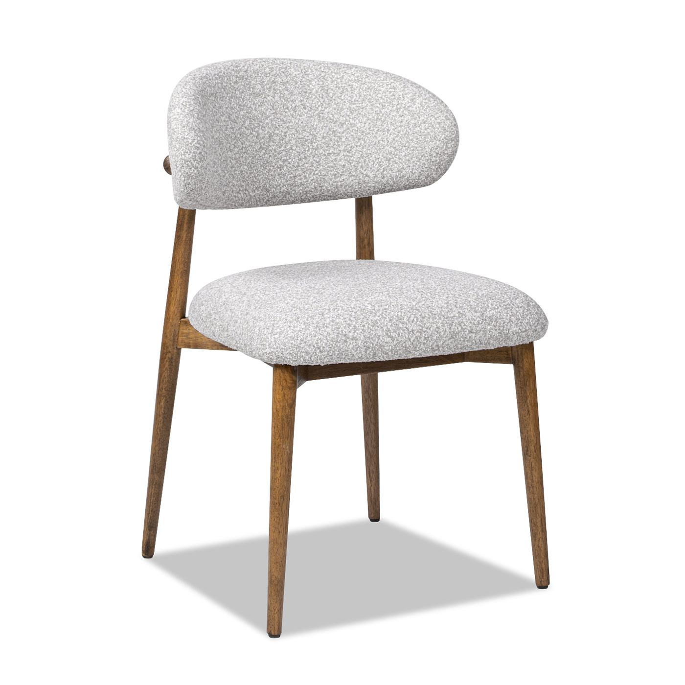 Locke Modern Upholstered Dining Chair with Wood Frame, Salt & Pepper Bouclé