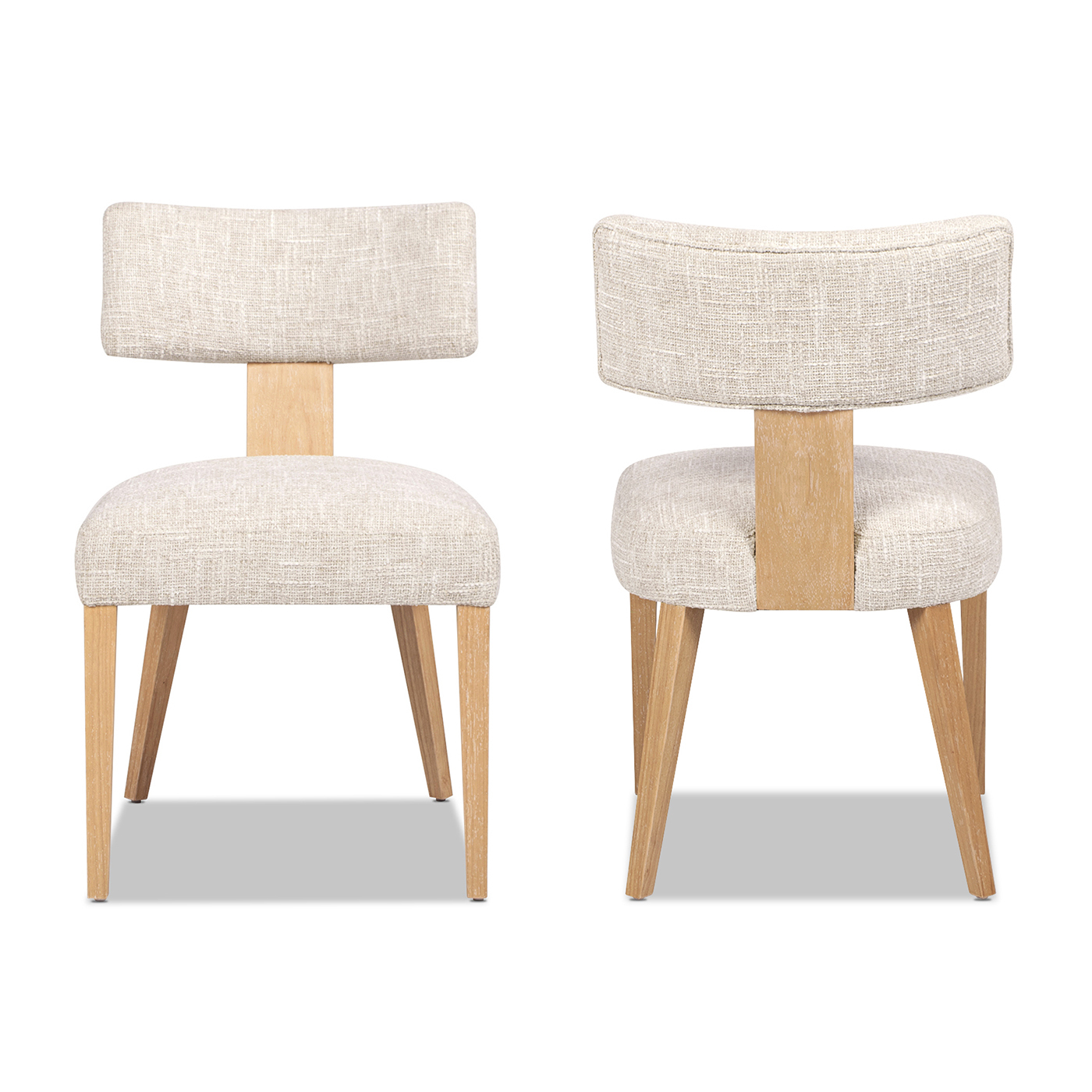 Louise Split Back Upholstered Dining Side Chair, Set of 2, Travertine Beige