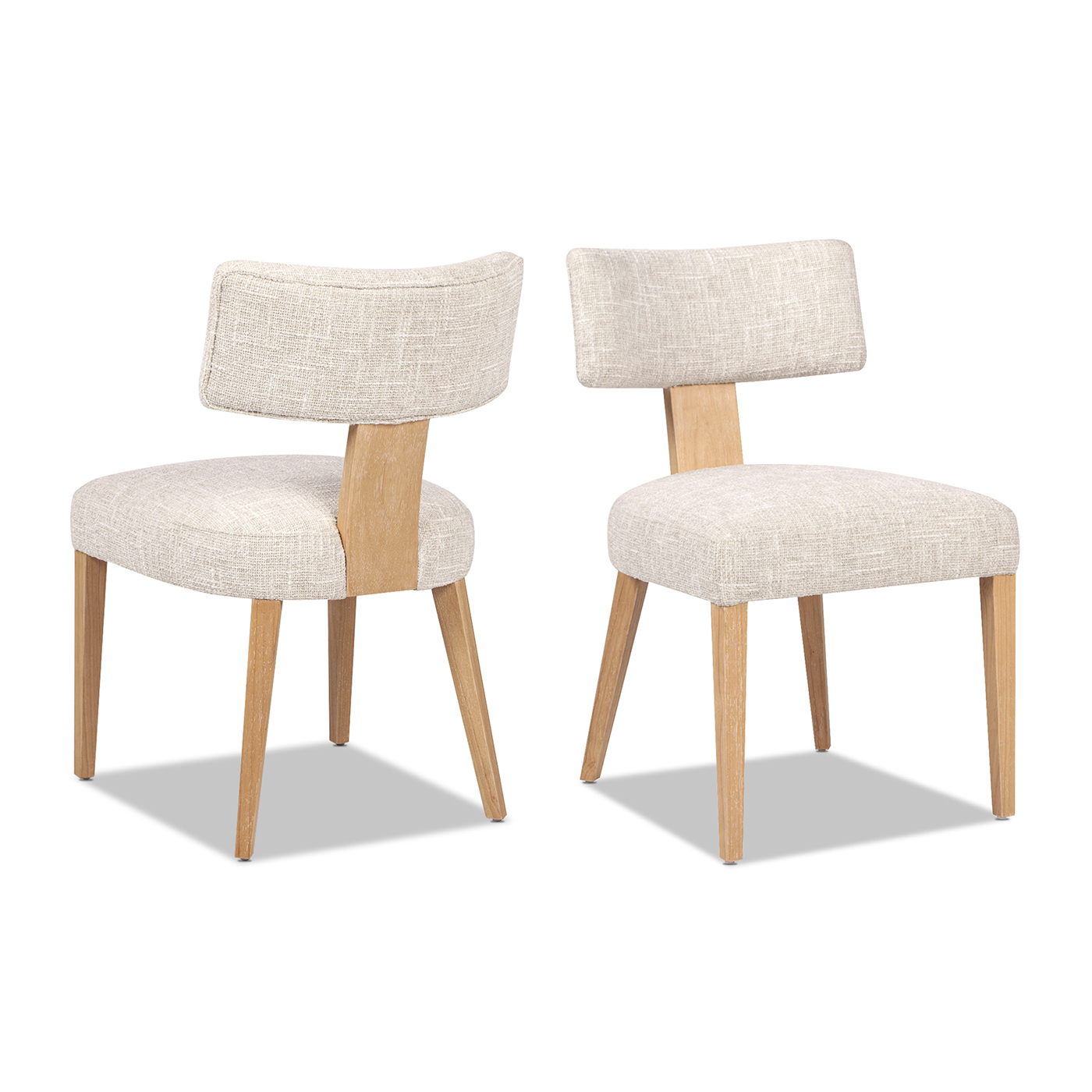 Louise Split Back Upholstered Dining Side Chair, Set of 2, Travertine Beige