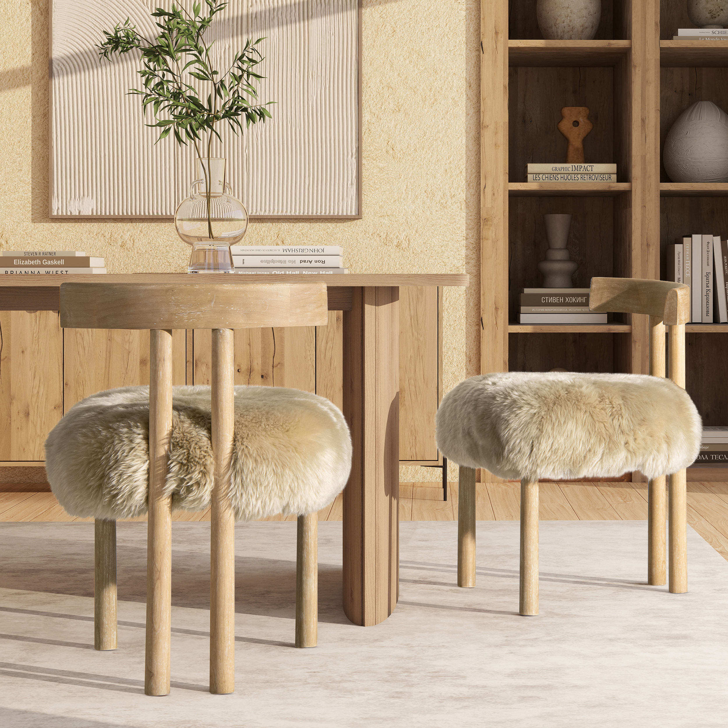 Arden Genuine Sheepskin Fur Split Back Dining Chair