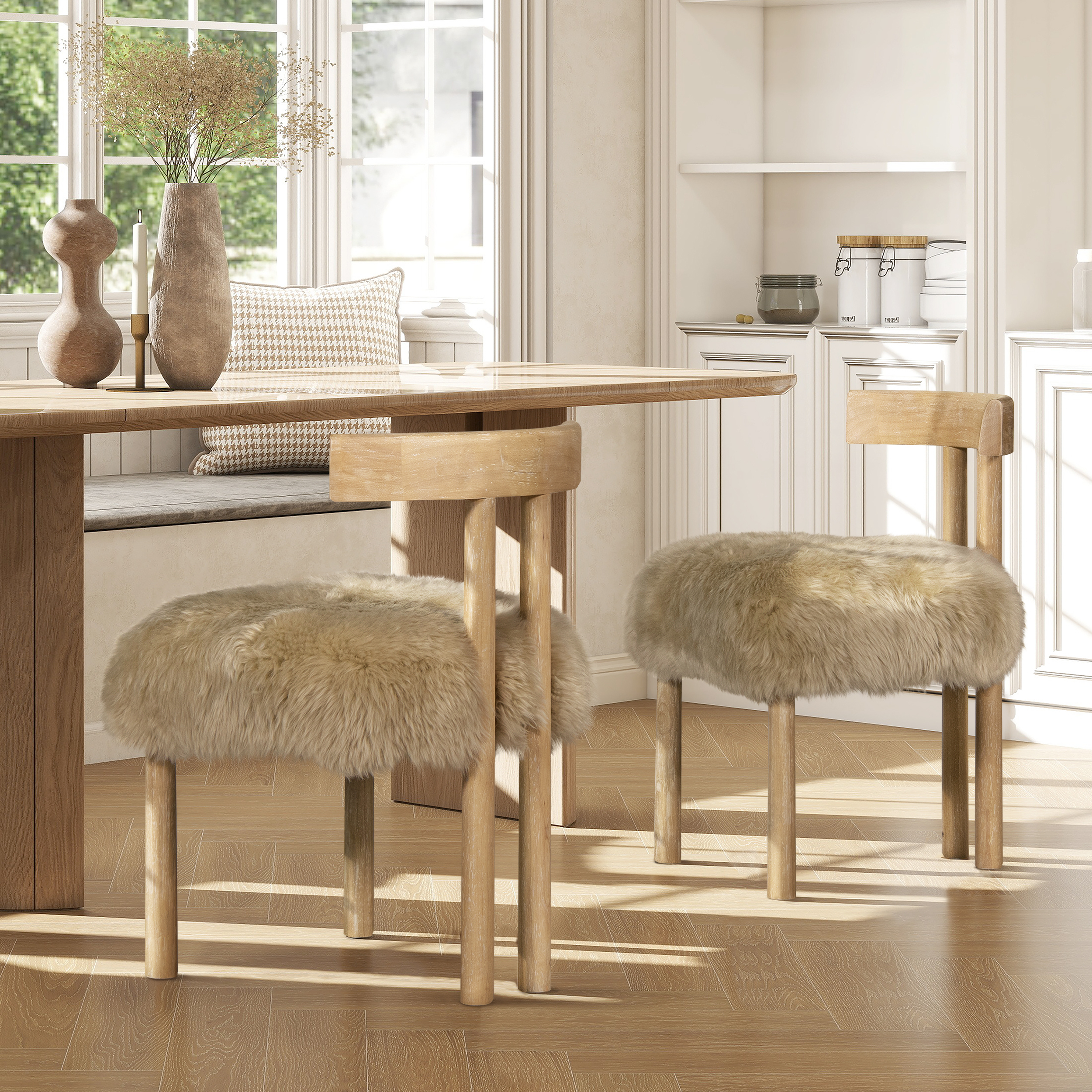Arden Genuine Sheepskin Fur Split Back Dining Chair