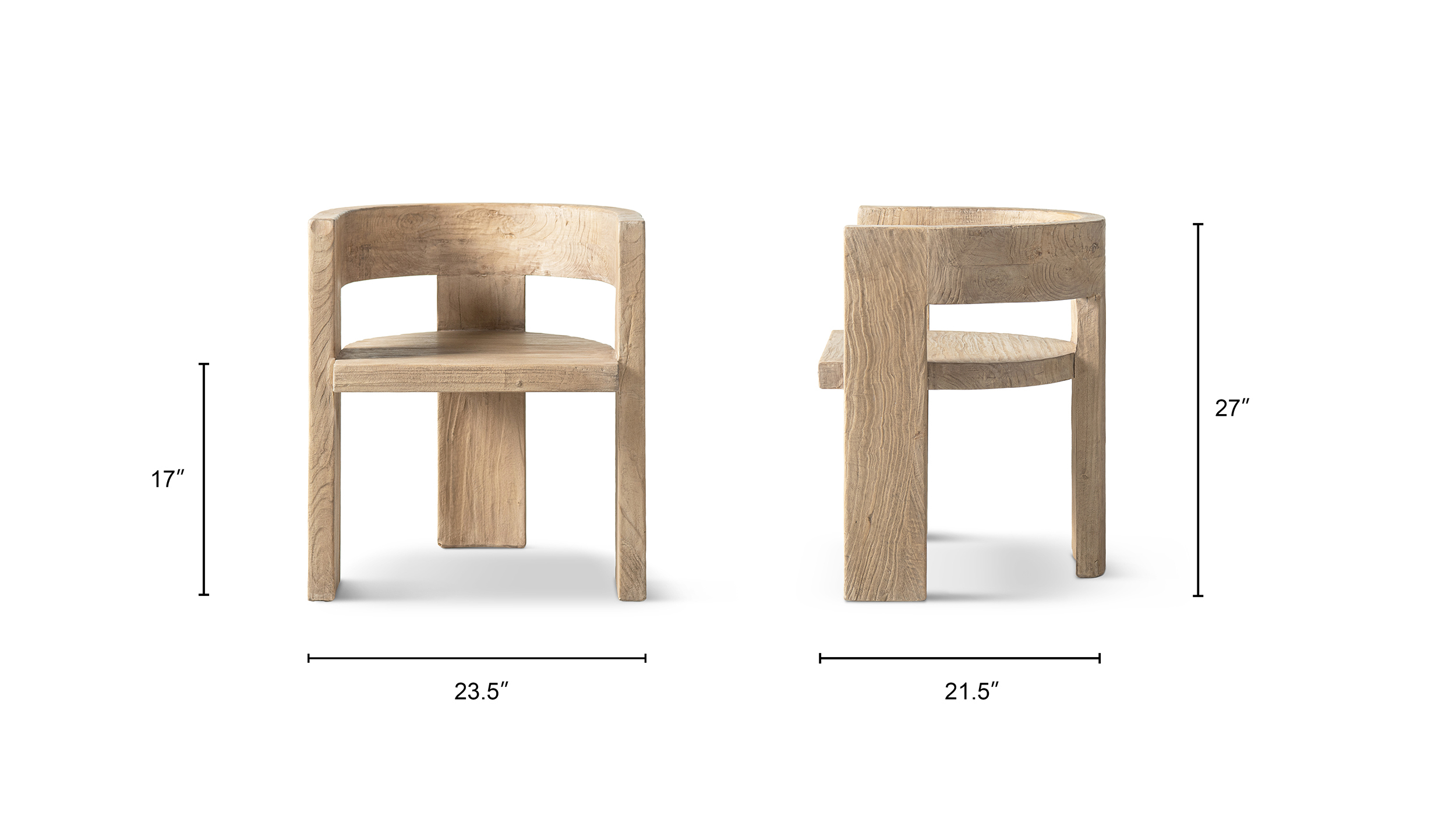 Soren Solid Reclaimed Elm Sculptural Accent Curved Dining Chair, Heritage Light Natural Brown Soren Solid Reclaimed Elm Sculptural Accent Curved Dining Chair, Heritage Light Natural Brown