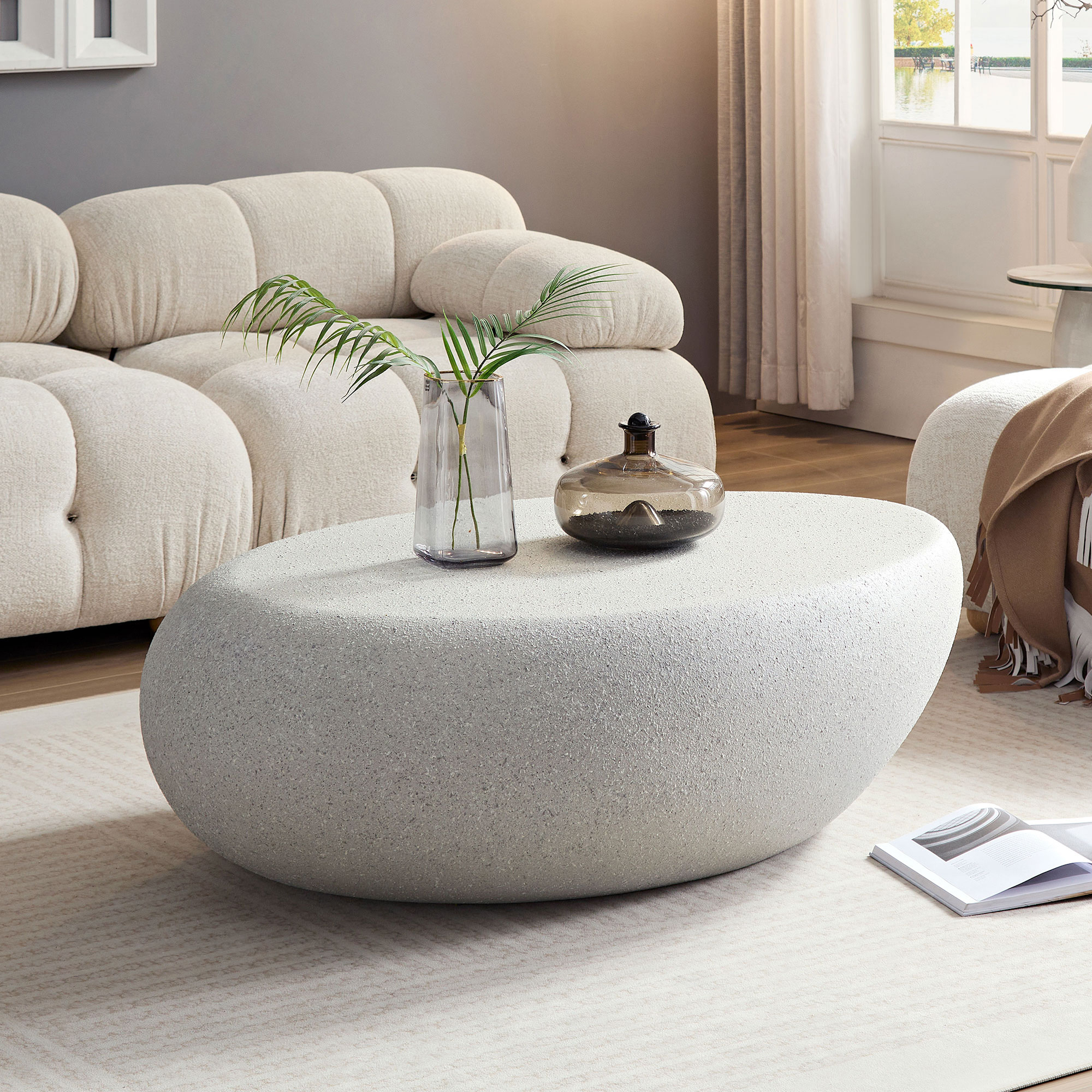 Aurelo Oval Faux Stone Coffee Table