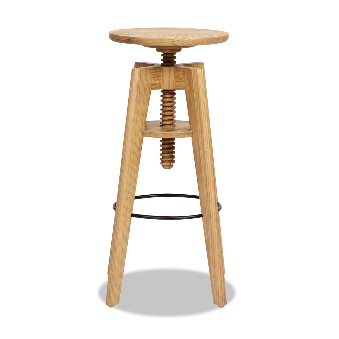 Spencer Minimalist Oak Wood Adjustable Bar Counter Stool, Natural Brown