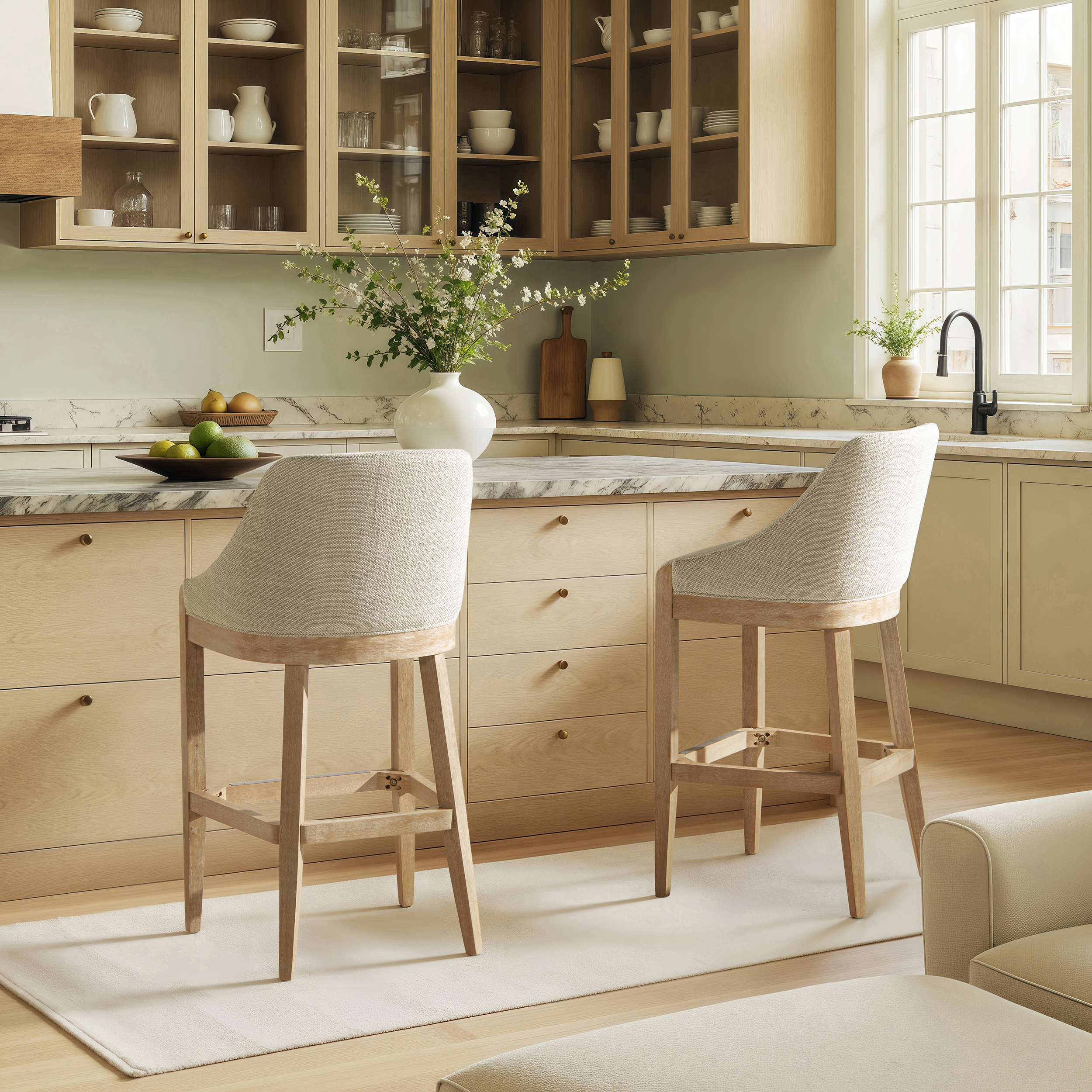 Newport Coastal Curved Back Upholstered Barstool