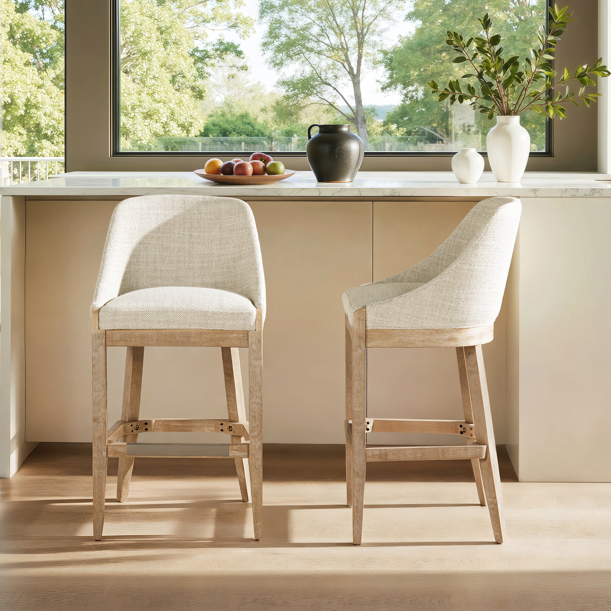 Newport Coastal Curved Back Upholstered Barstool