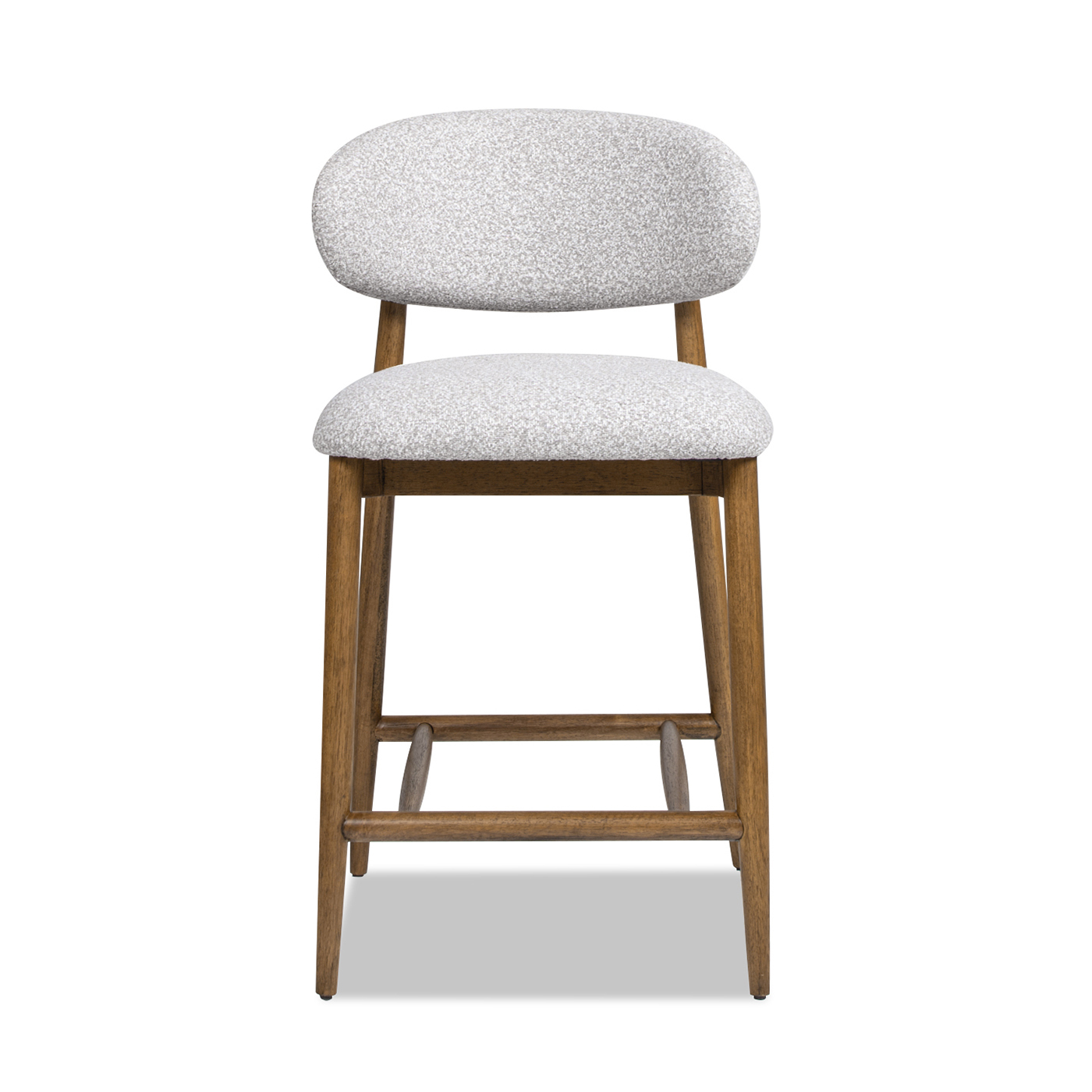 Locke Modern Upholstered Counter Stool with Wood Frame, Salt & Pepper Bouclé