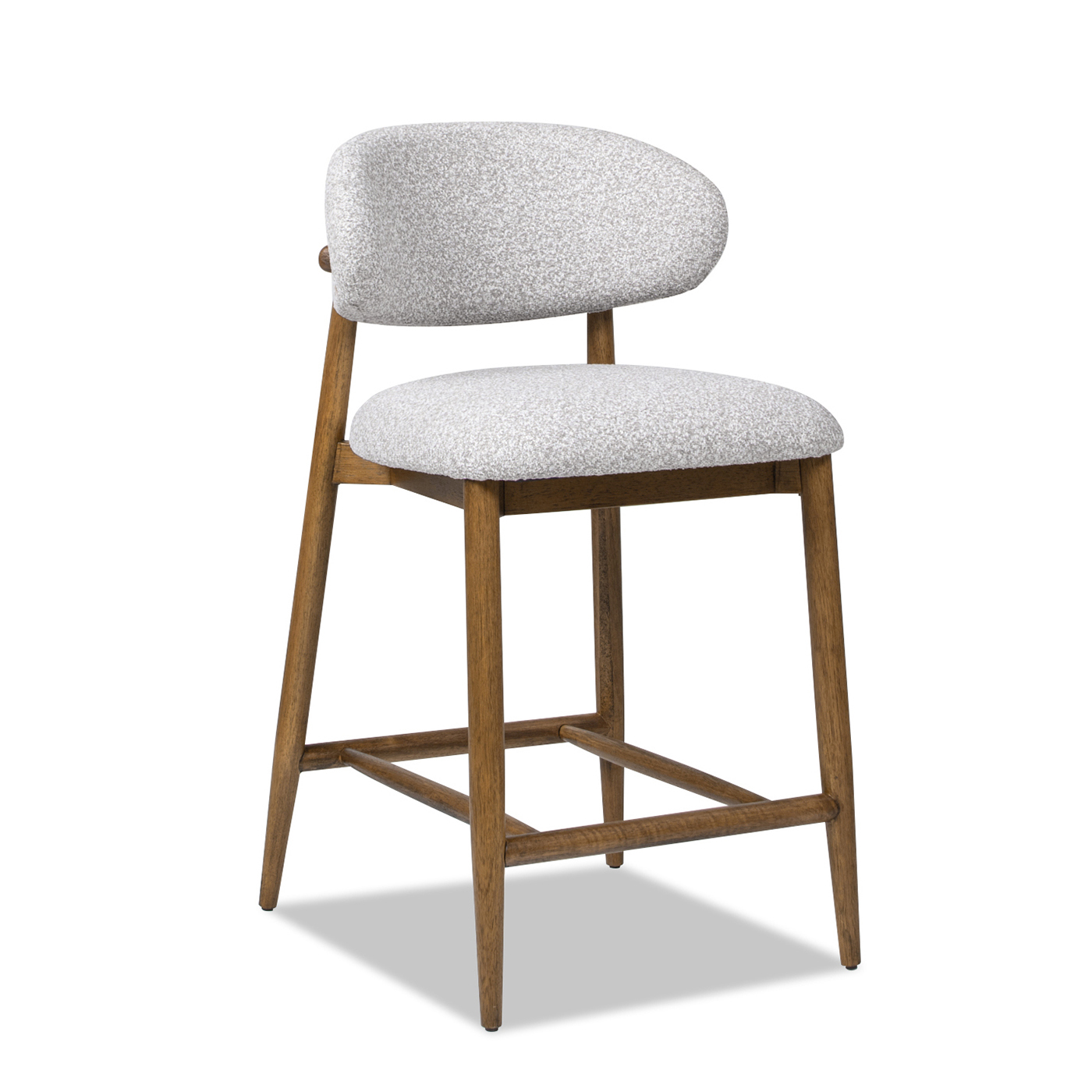 Locke Modern Upholstered Counter Stool with Wood Frame, Salt & Pepper Bouclé