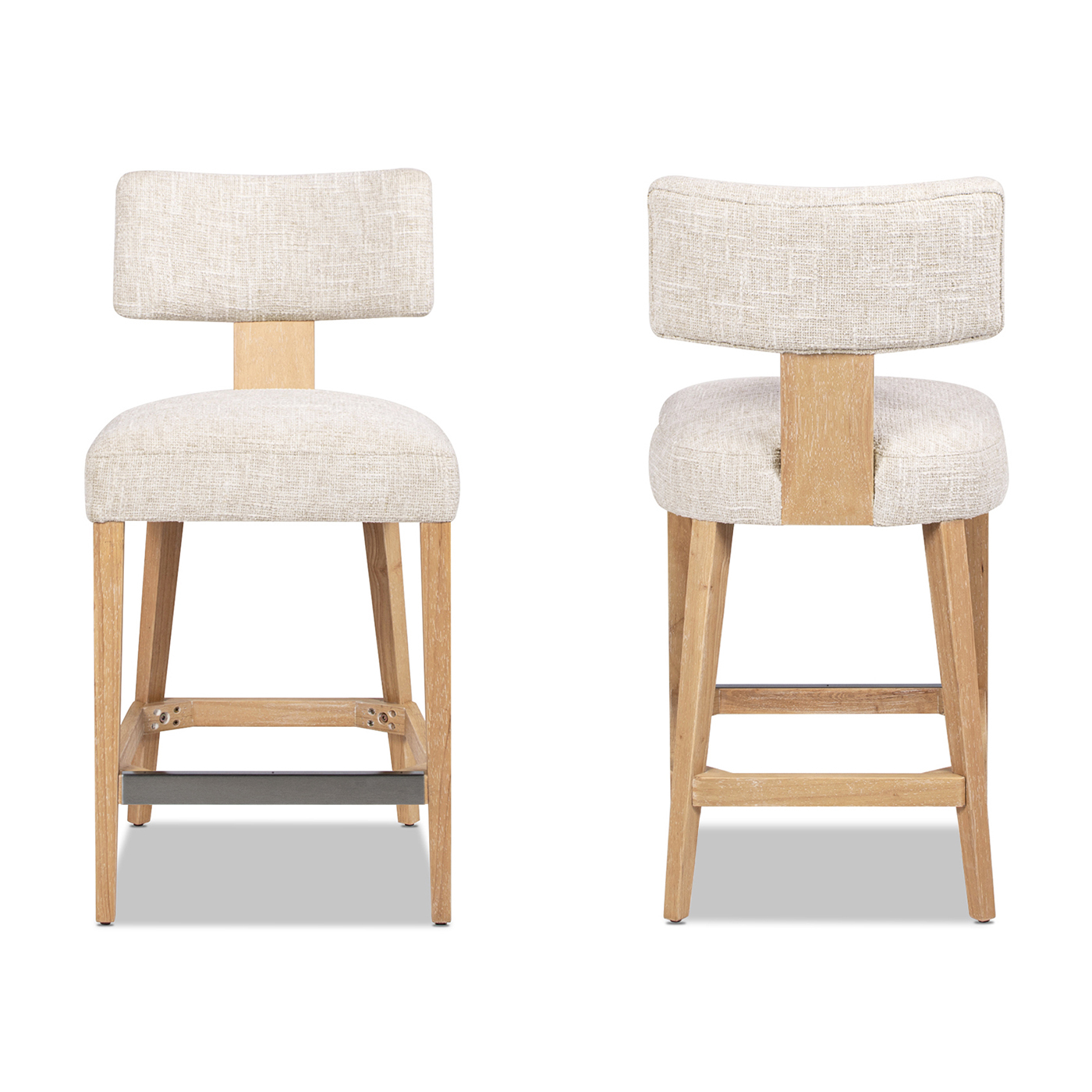 Louise Split Back Upholstered Dining Counter Stool, Set of 2, Travertine Beige