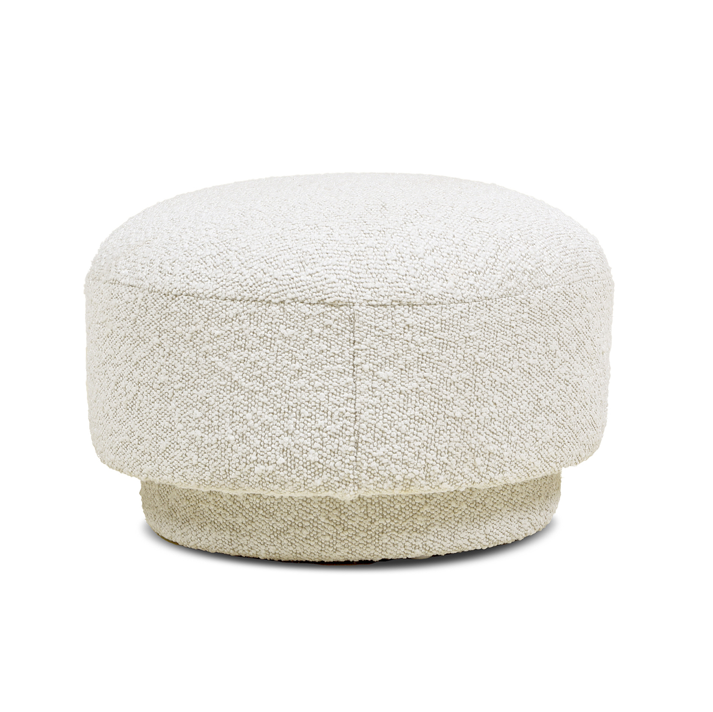 Jennifer Taylor Fuji 15 Mushroom Footstool Ottoman, Ivory White Boucle