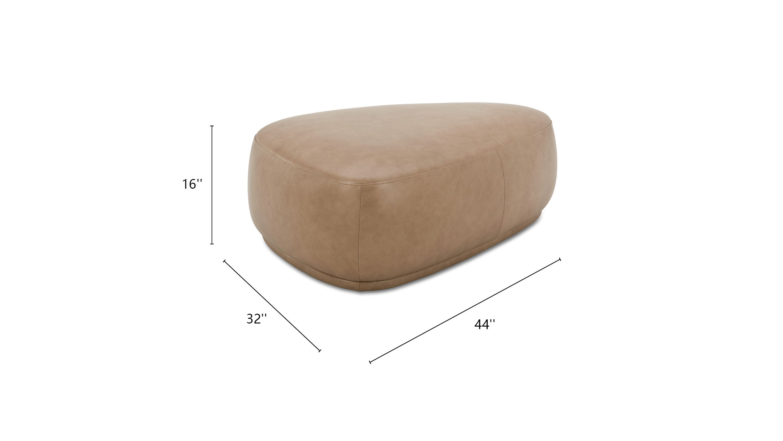 Pebble Rounded Triangle Cocktail Ottoman, Tuscan Tan Brown