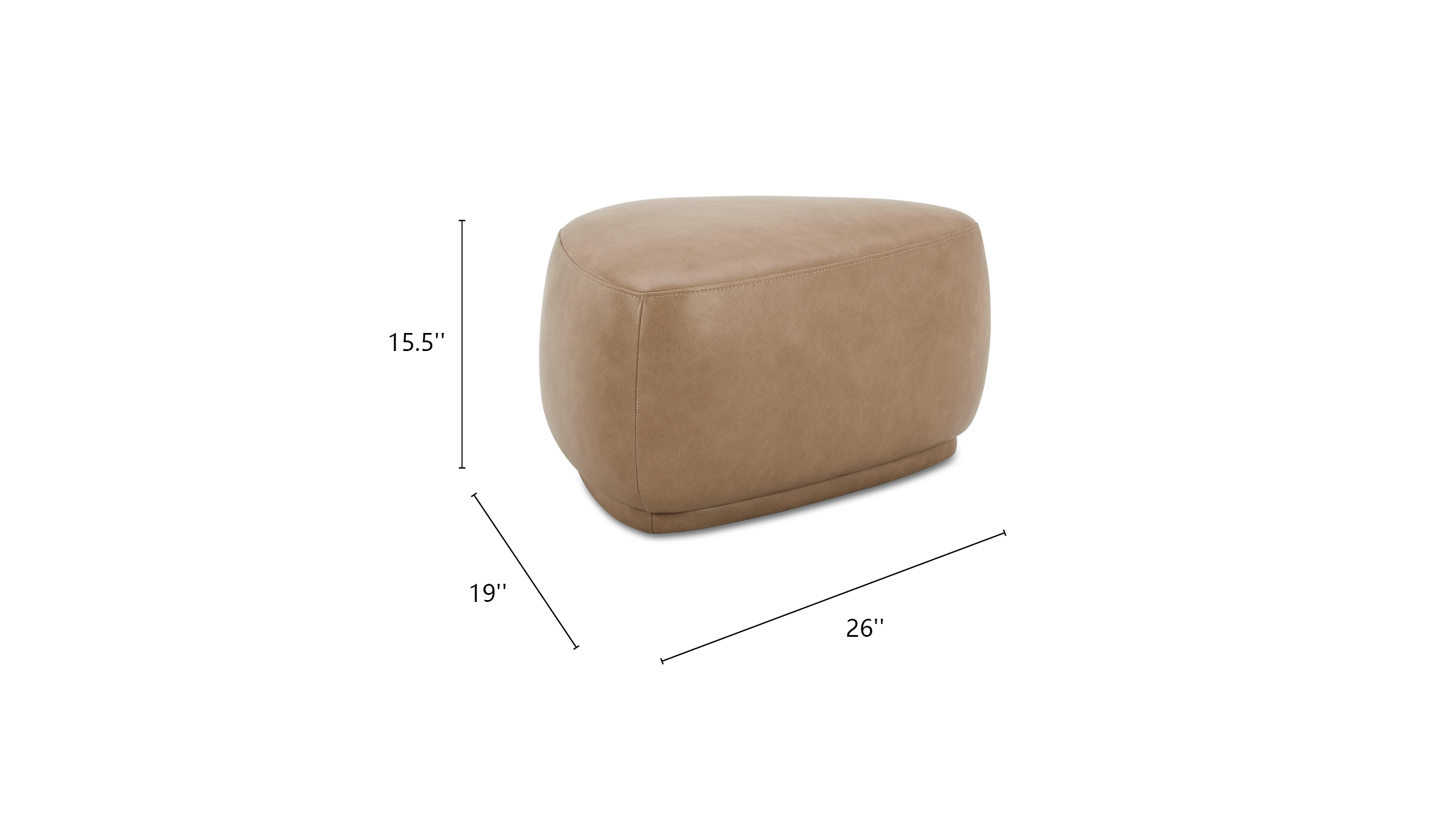 PPebble Rounded Triangle Cocktail Ottoman, Tuscan Tan Brown