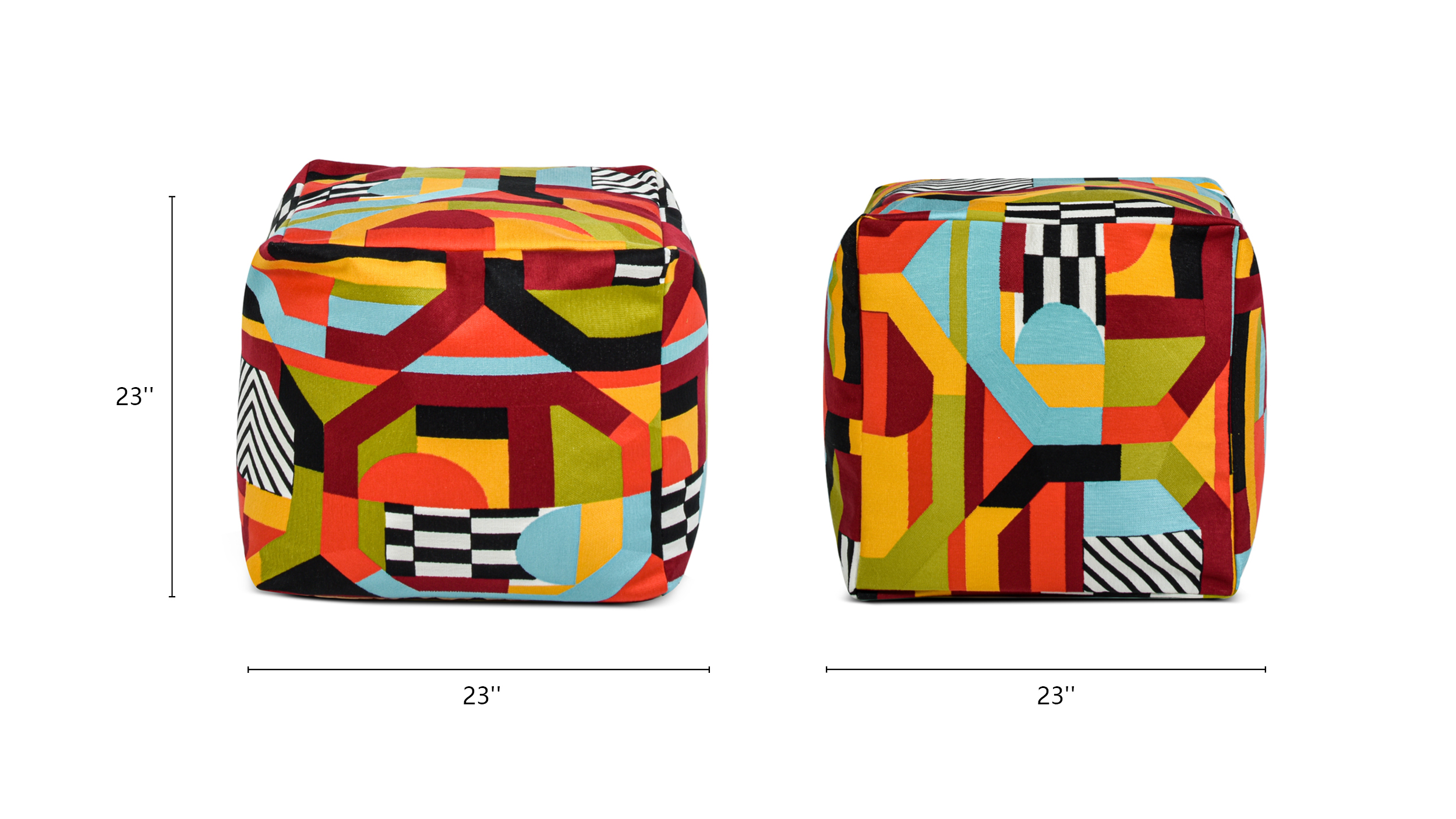 Pouf Luxury Oversized Bean Bag Cube Ottoman, Colorpop Multicolored