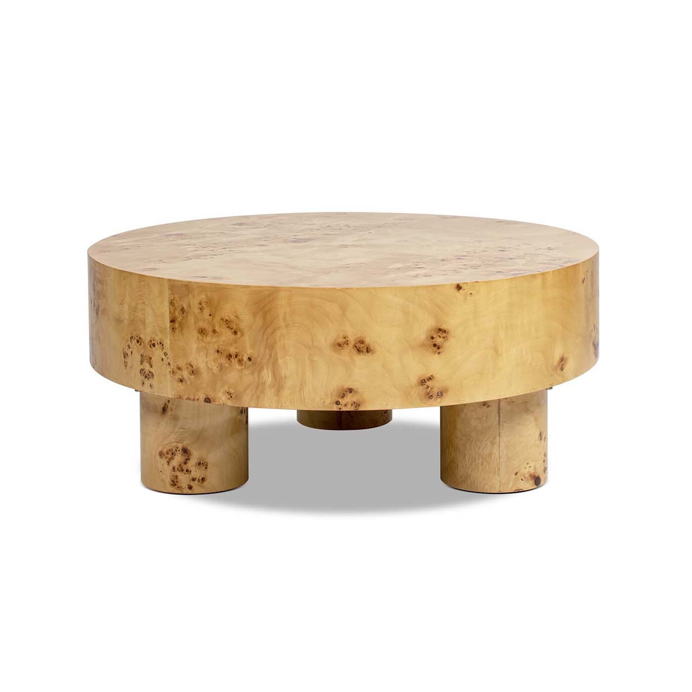 Nebula Round Pillar Leg Coffee Table, Warm Natural Brown